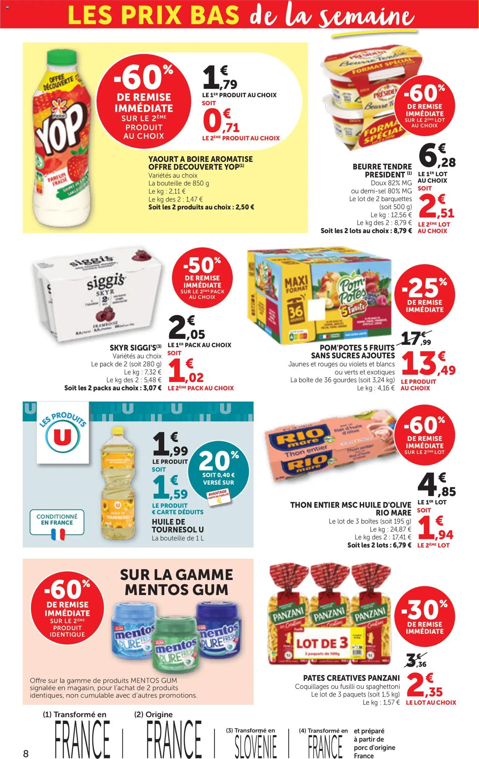 {H1} | Page: 8 | Produits: Fraise, Framboise, Beurre, Skyr