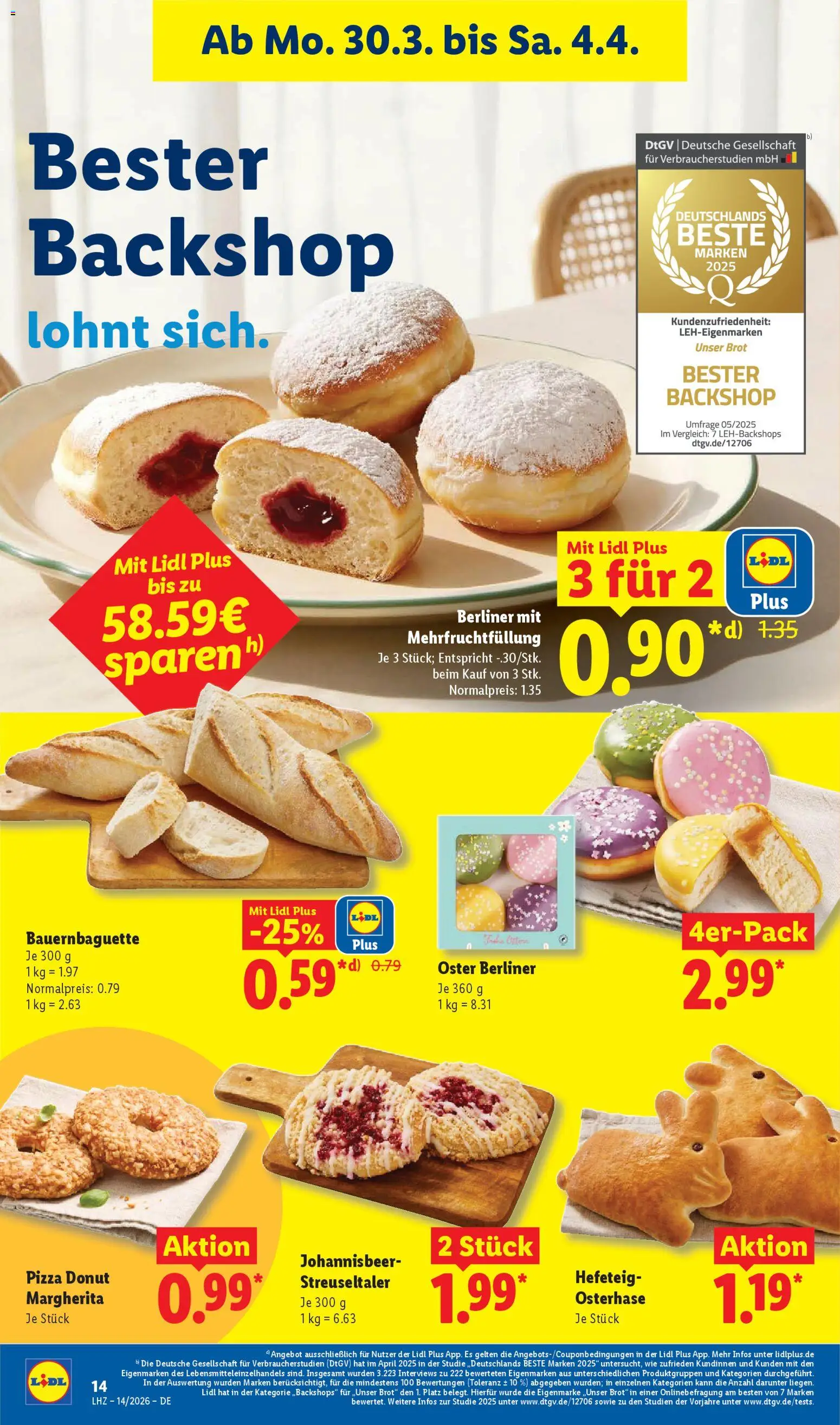 Lidl Prospekt – gültig ab 30.03.2026 | Seite: 32 | Produkte: Berliner, Brot, Pizza