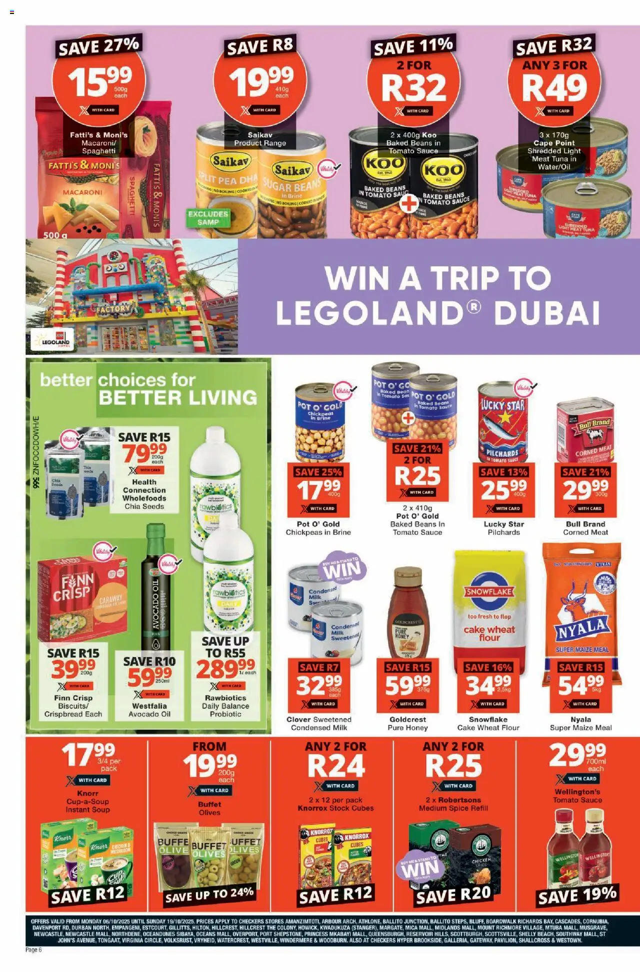 New Checkers catalogue – valid from 06.10.2025 | Page: 6 | Products: Baked beans, Chicken, Soup, Sauce