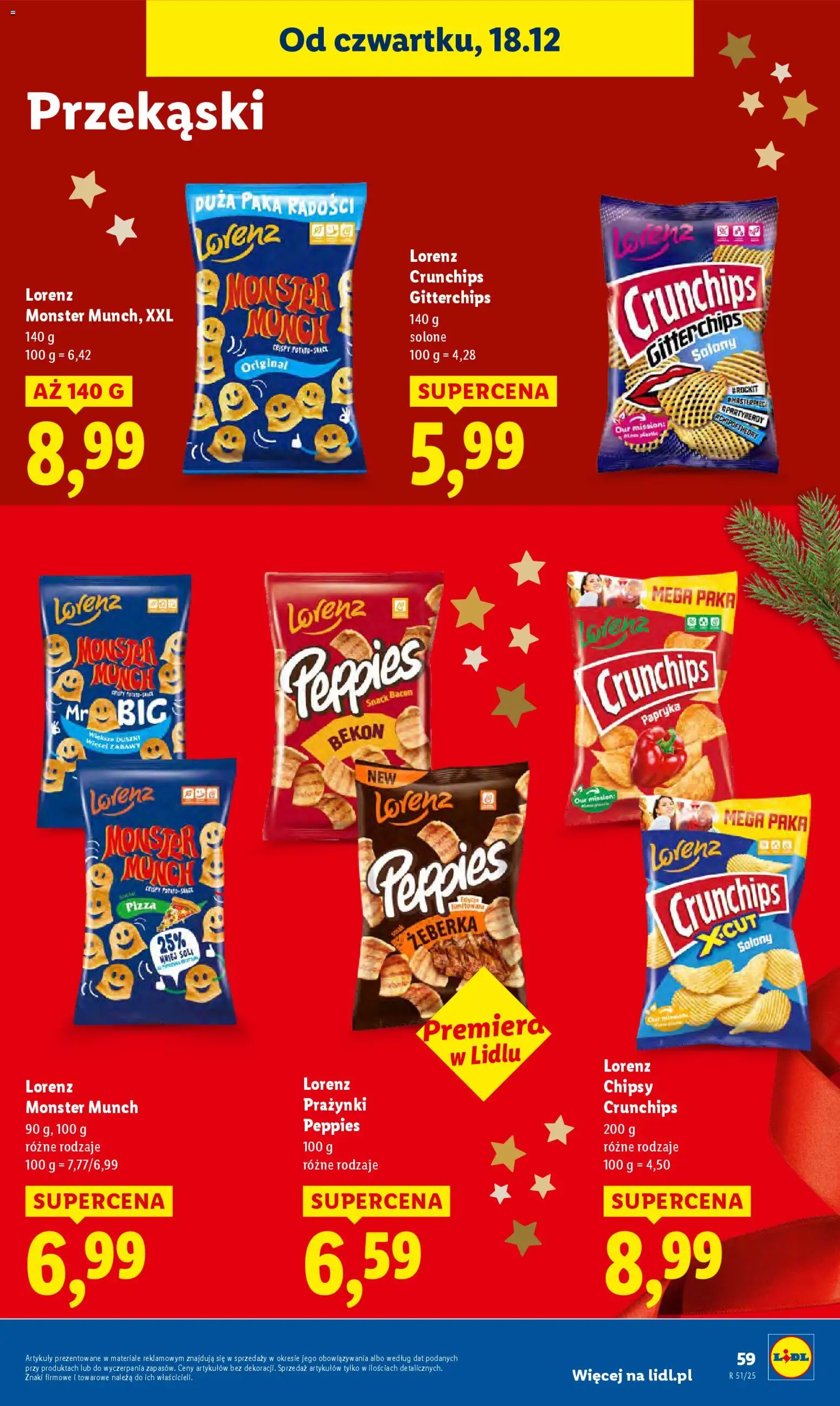 Lidl Gazetka od 18.12.2025 | Strona: 61 | Produkty: Chipsy, Bekon, Papryka, Pizza
