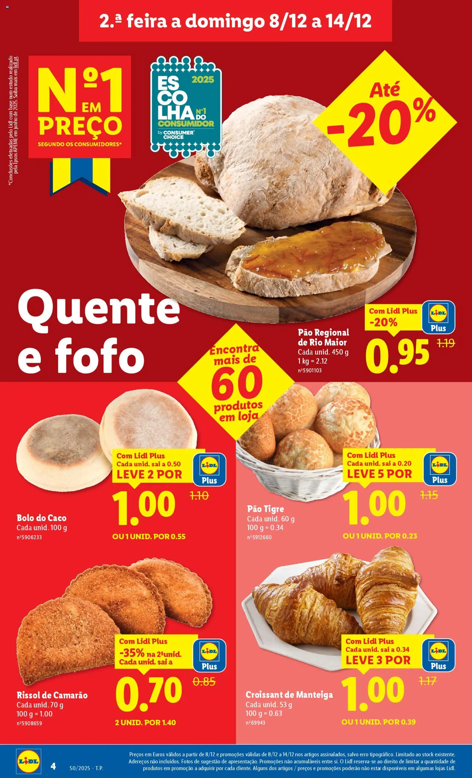 Lidl folheto │ válido de 08.12.2025 | Página: 4 | Produtos: Bolo, Camarão, Base, Pão