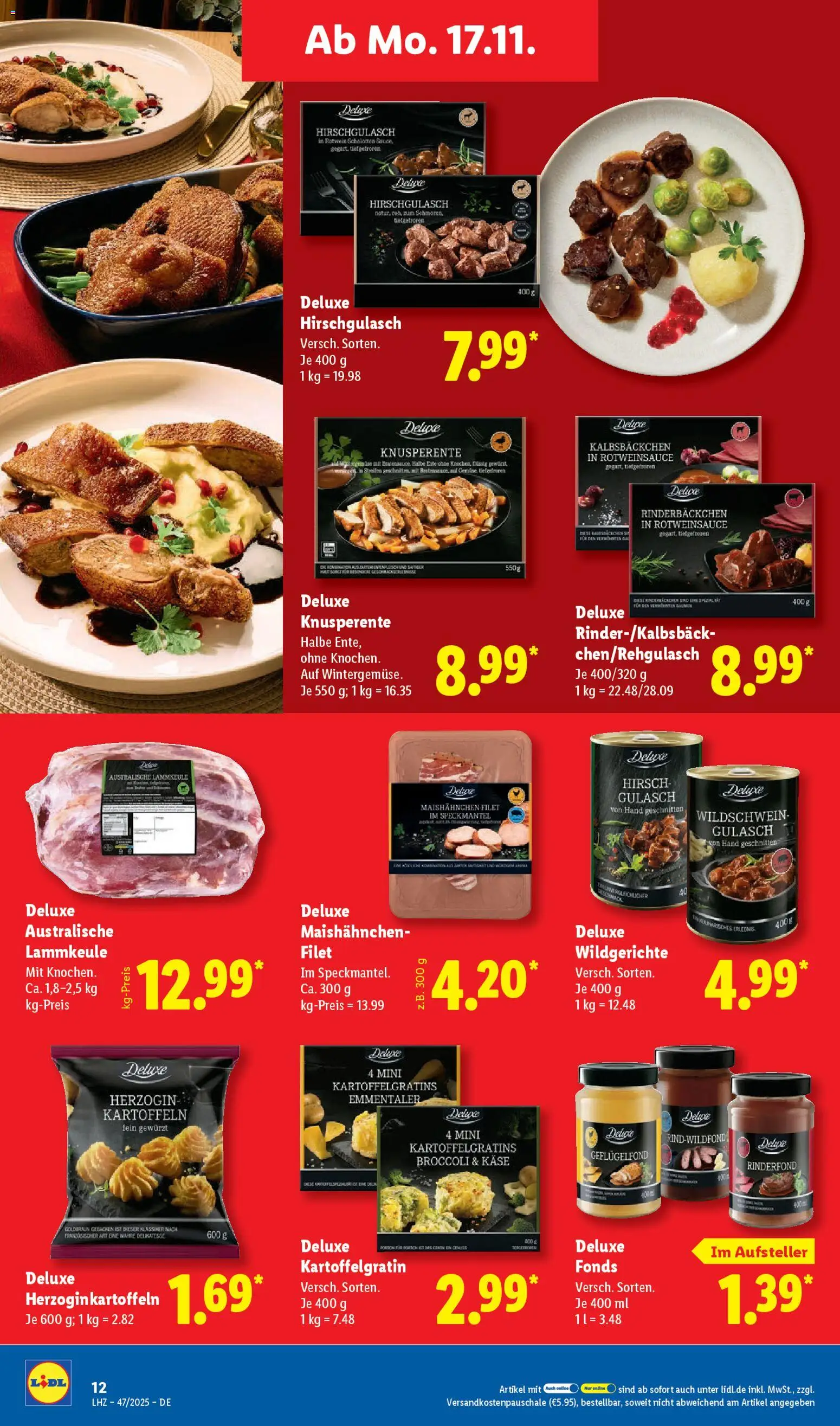 Lidl Prospekt Gundelsheim – gültig ab 17.11.2025 | Seite: 18 | Produkte: Lammkeule, Rotwein, Kartoffeln, Gulasch