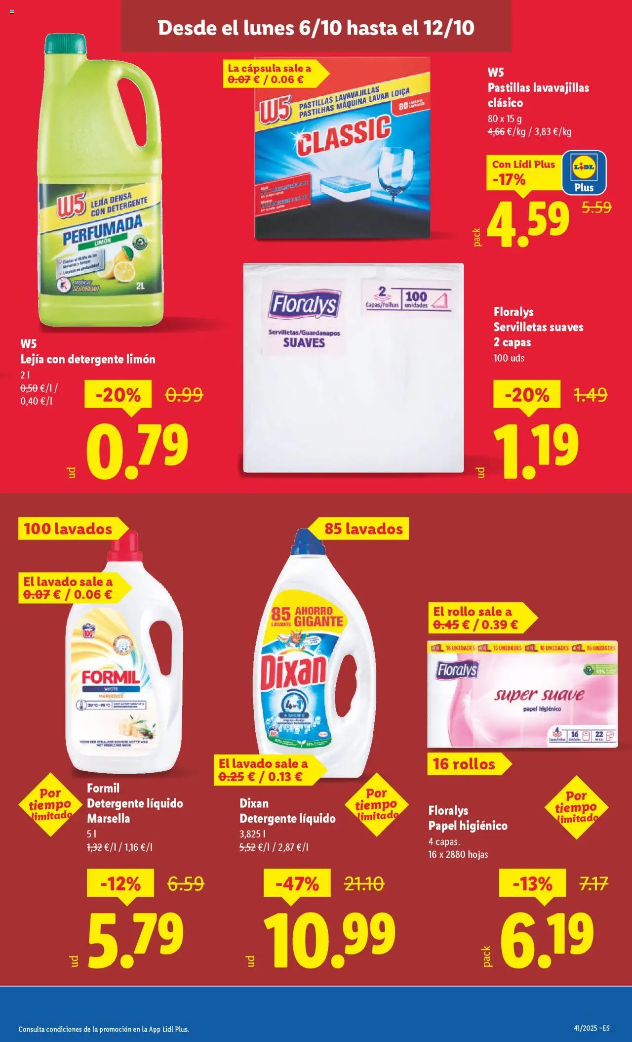 Lidl catálogo MAD │ válido desde el 06.10.2025 | Página: 7 | Productos: Detergente, Papel higienico, Pastillas lavavajillas, Detergente líquido