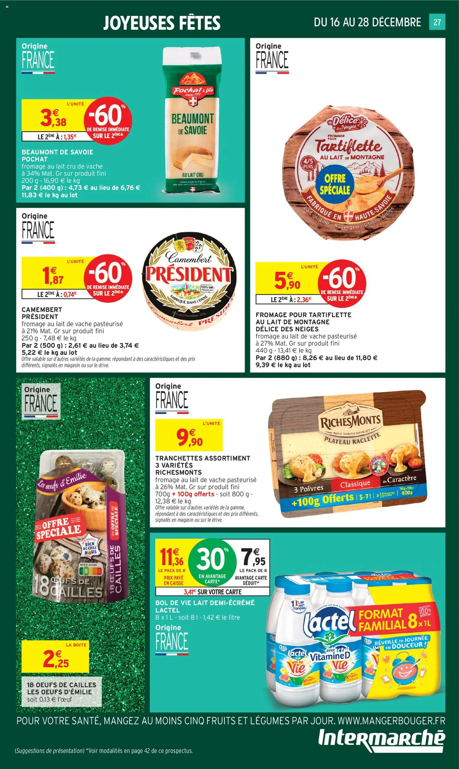 {H1} | Page: 27 | Produits: Cailles, Lait, Fromage, Fromage pour tartiflette