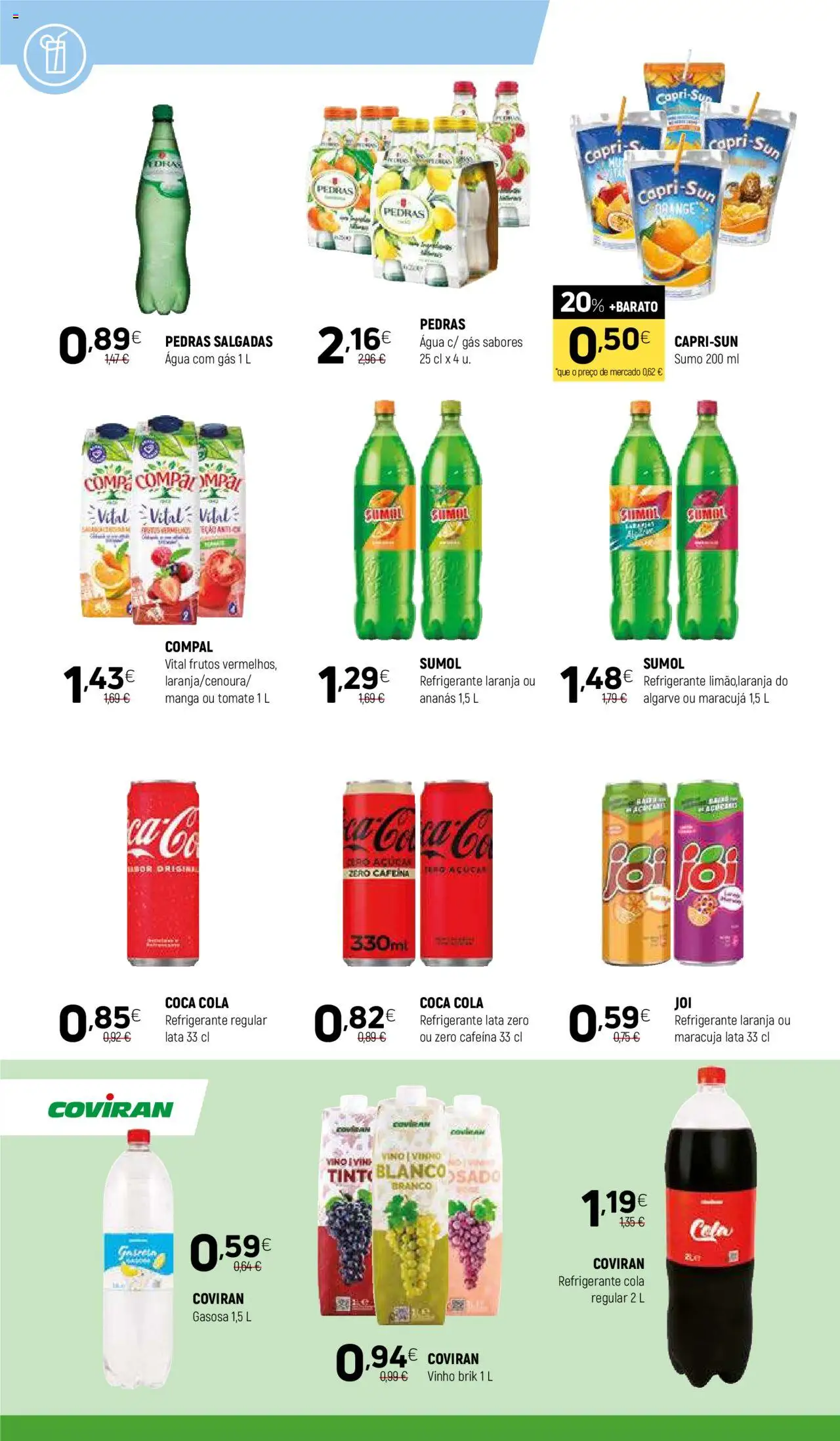 Coviran folheto │ válido de 03.06.2025 | Página: 14 | Produtos: Agua, Sumo, Tomate, Água com gás