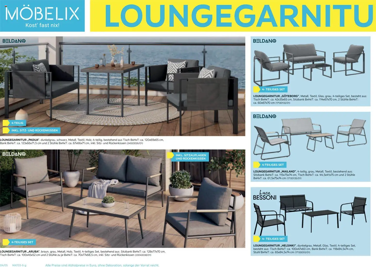 Möbelix Gartenmöbel gültig ab 16.03.2026 | Seite: 4 | Produkte: Tisch, Stuhl