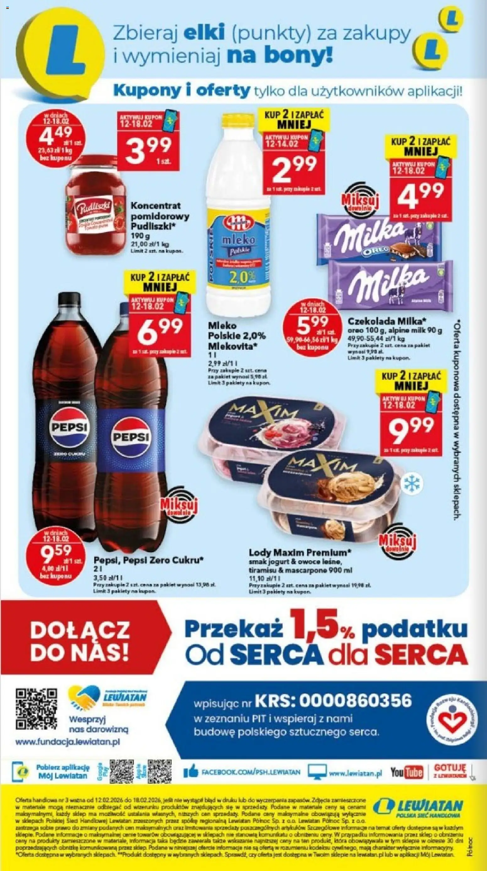 Lewiatan gazetka - Gdańsk od 12.02.2026 | Strona: 16 | Produkty: Milka, Mascarpone, Jogurt, Czekolada