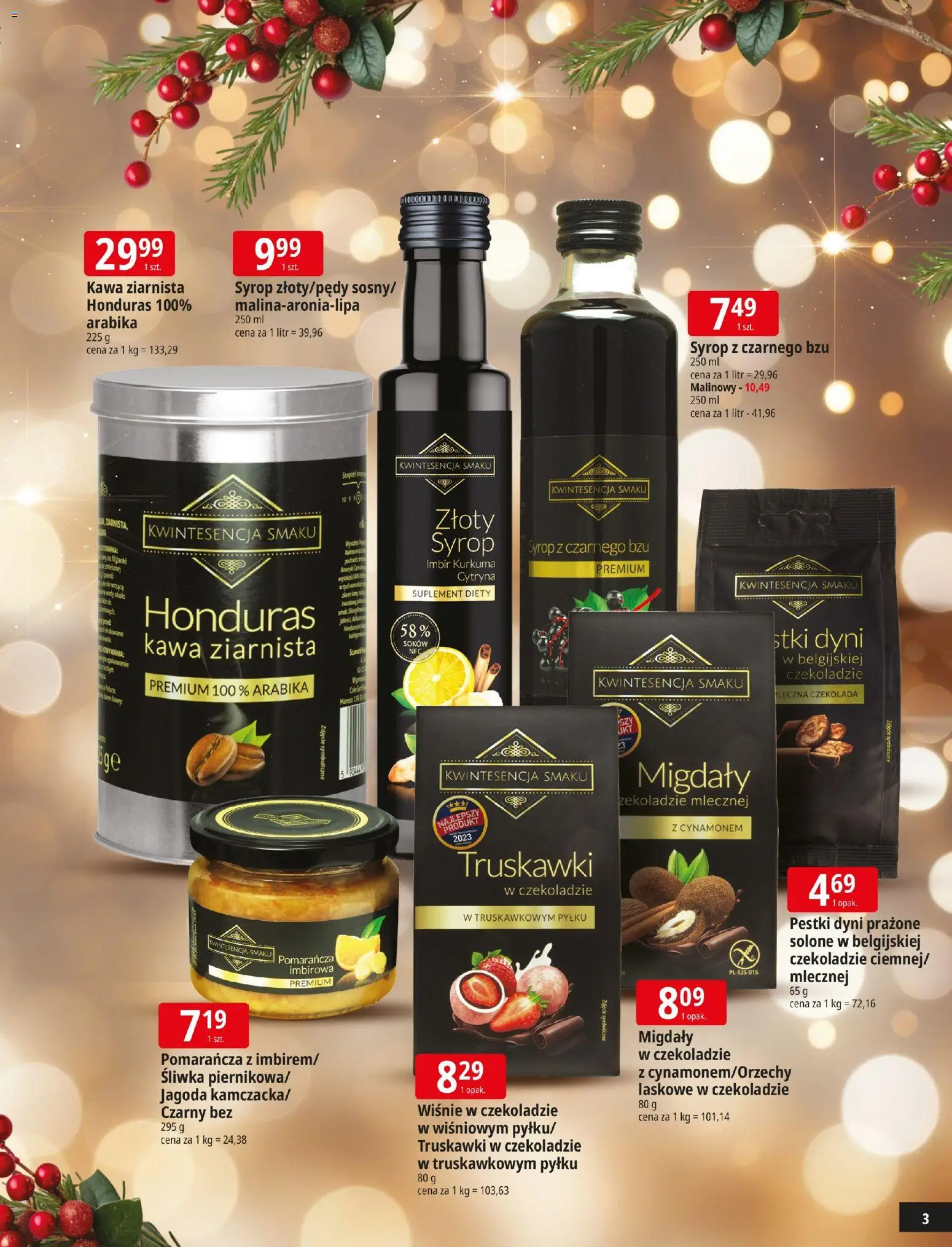 E.Leclerc Gazetka - Zamość Święta od 09.12.2025 | Strona: 3 | Produkty: Syrop, Wiśnie, Czekolada, Pestki dyni