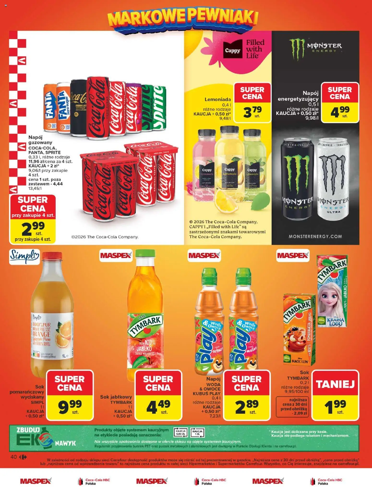 Carrefour Gazetka od 16.02.2026 | Strona: 42 | Produkty: Arbuz, Sprite, Sok, Woda