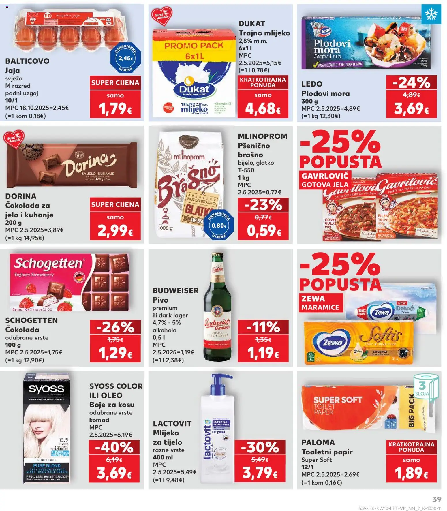 Kaufland katalog | vrijedi od 04.03.2026 | Stranica: 39 | Proizvodi: Dorina, Jaja, Ledo, Toaletni papir