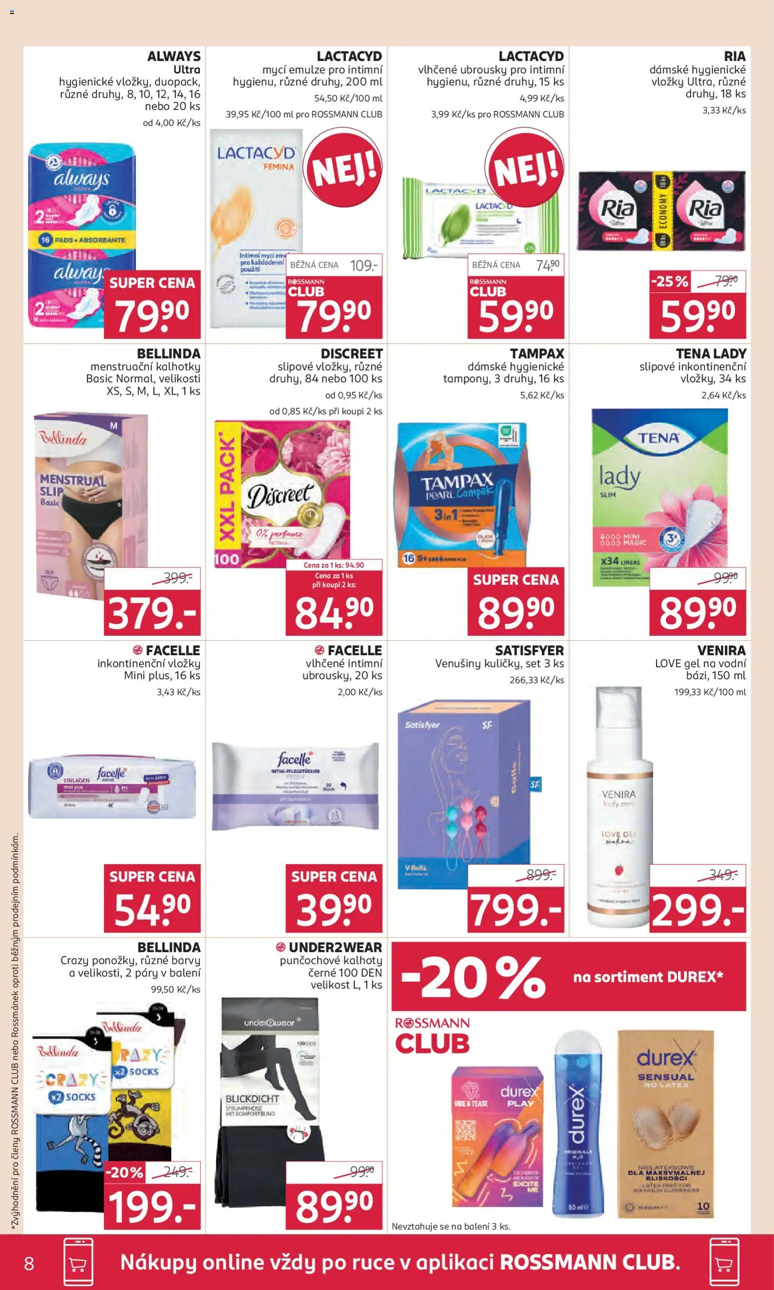Rossmann leták od 22.10.2025 | Strana: 8 | Produkty: Vlhčené ubrousky, Ubrousky, Lactacyd, Inkontinenční vložky
