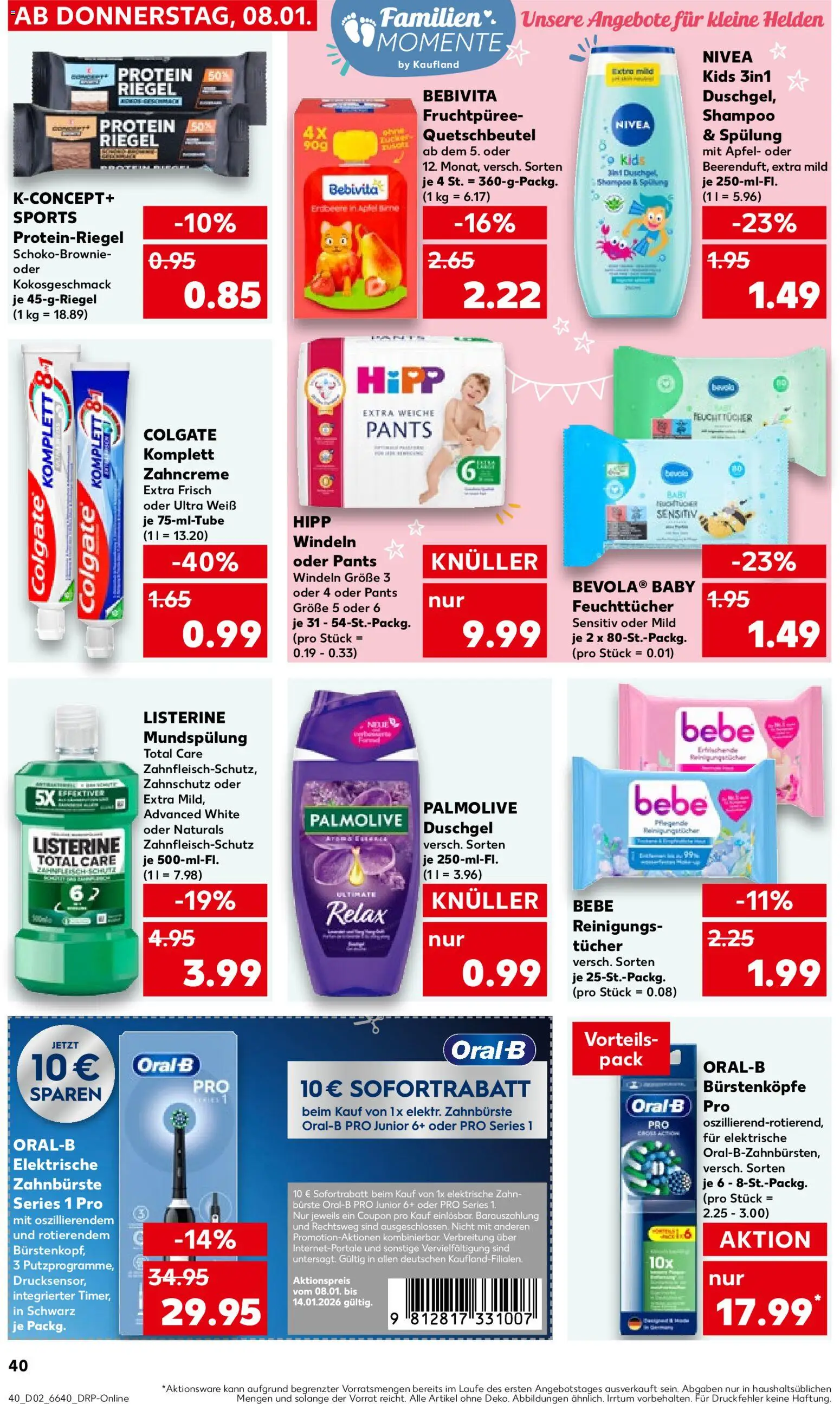 Kaufland prospekt Stuttgart	 – gültig ab 08.01.2026 | Seite: 38 | Produkte: Elektrische zahnbürste, Duschgel, Reinigungstücher, Shower Gel