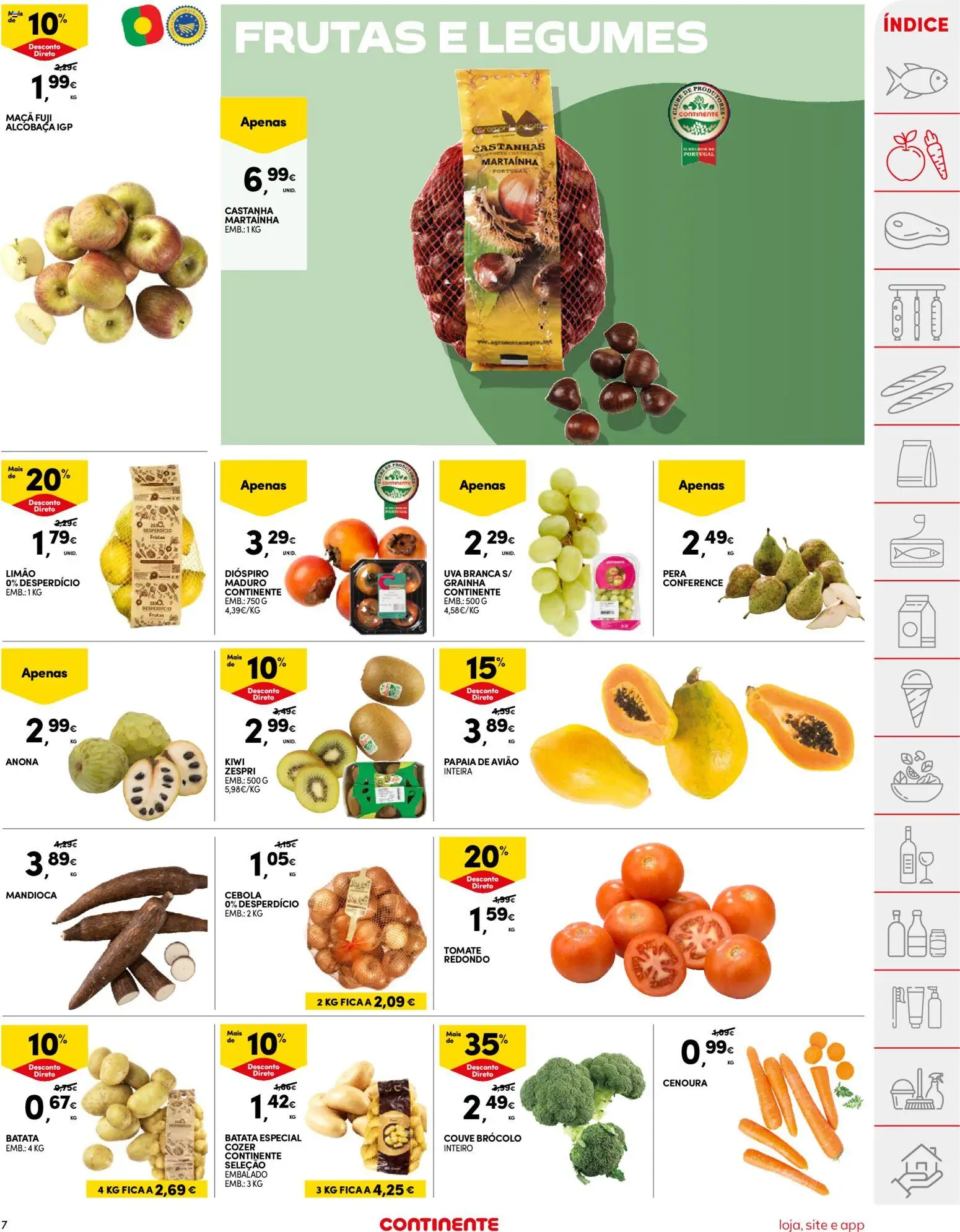 Continente folheto │ válido de 04.11.2025 | Página: 7 | Produtos: Castanhas, Tomate, Kiwi, Cenoura