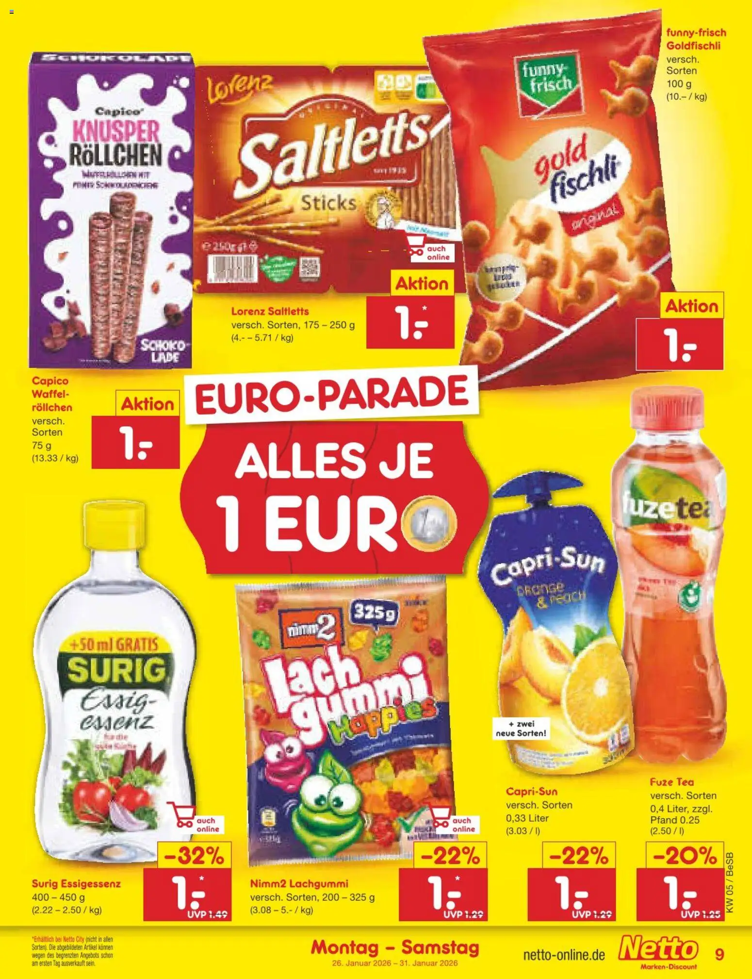 Netto Marken-Discount Prospekt 	 – gültig ab 26.01.2026 | Seite: 9 | Produkte: Fuze tea, Essig