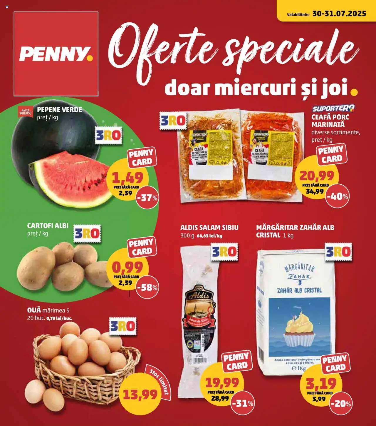 Catalog PENNY – valabil de la 01.08.2025 | Pagină: 1 | Produse: Ouă, Salam, Cartofi, Zahăr