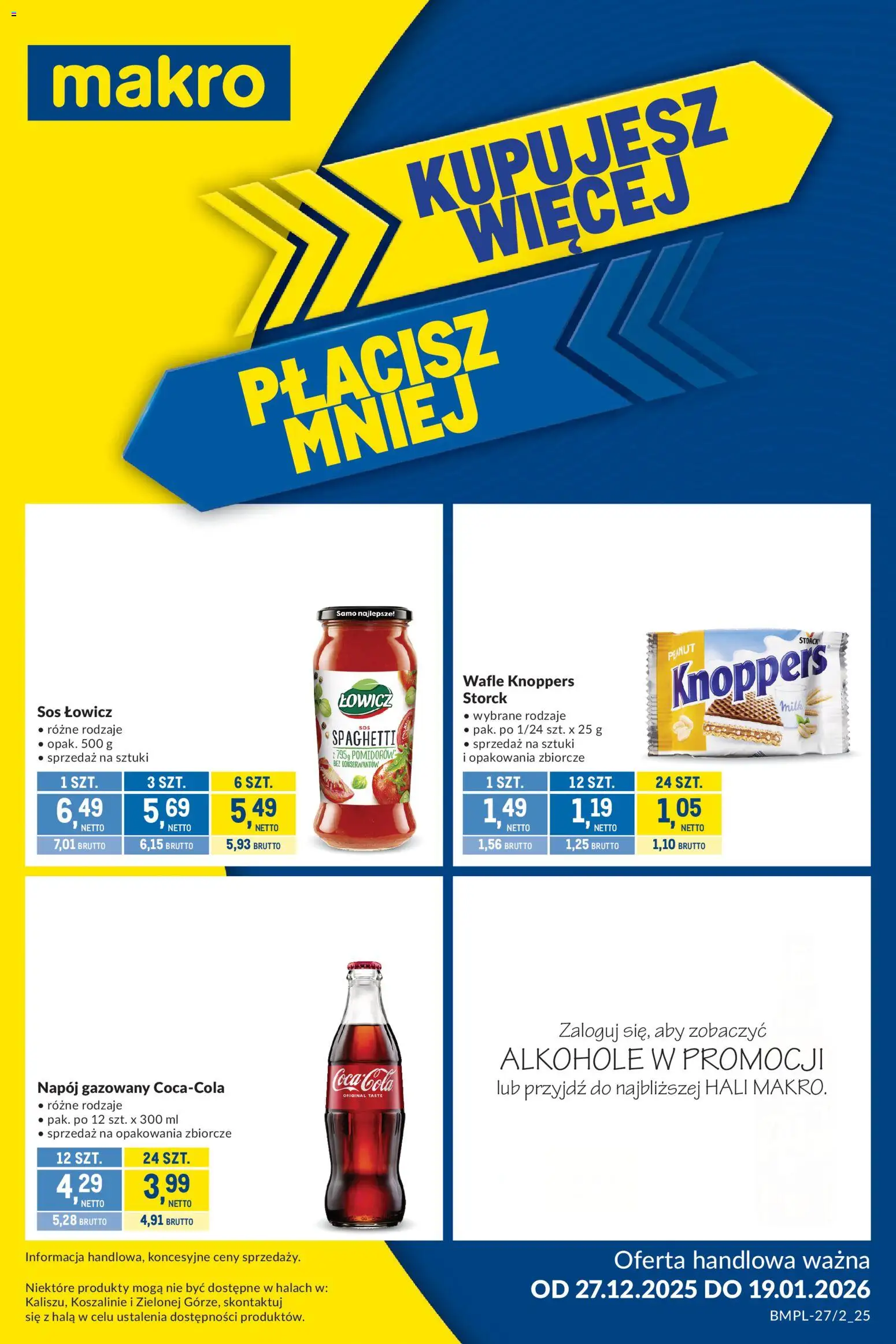Makro Gazetka - Kupujesz więcej płacisz mniej od 27.12.2025 | Strona: 1 | Produkty: Knoppers, Wafle, Sos