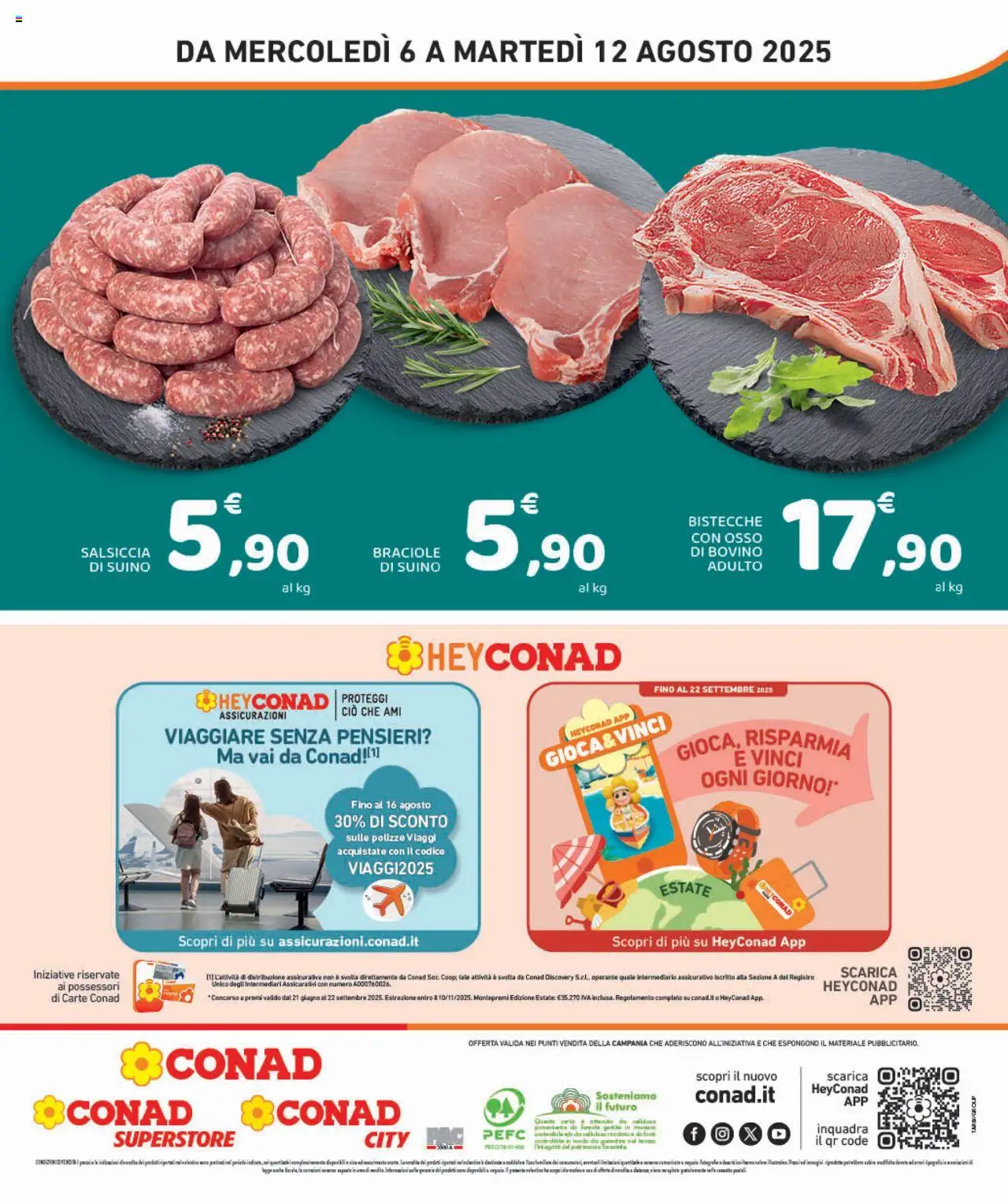 Volantino Conad del 06.08.2025 | Pagina: 8 | Prodotti: Bovino, Suino, Salsiccia