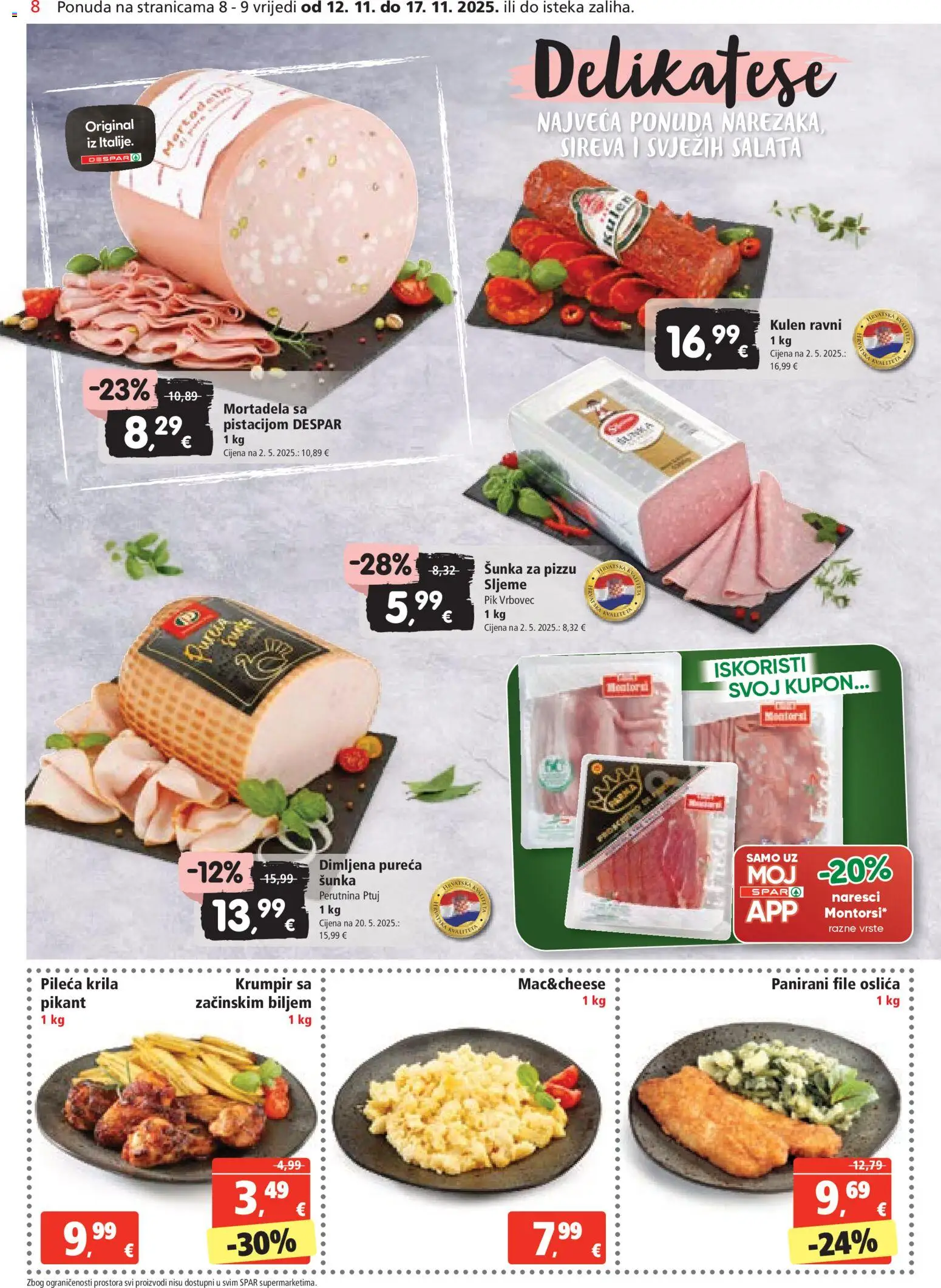 Spar katalog | vrijedi od 12.11.2025 | Stranica: 8 | Proizvodi: Krumpir, Perutnina Ptuj, Pik Vrbovec, Kulen