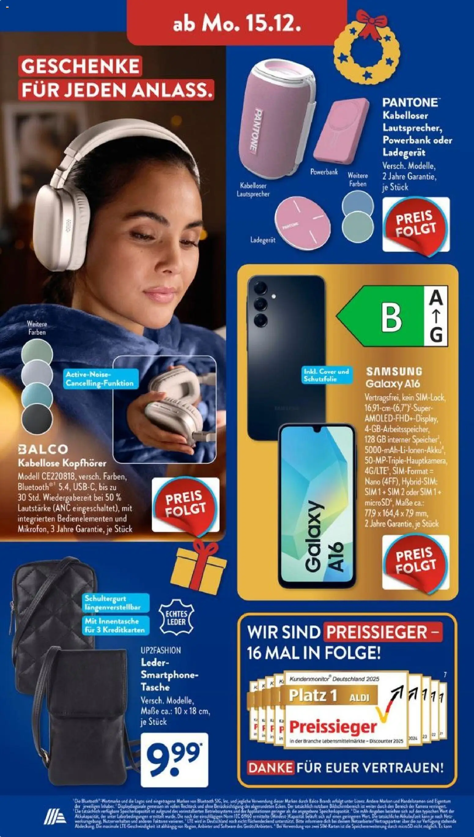 Aldi Süd Prospekt 	 – gültig ab 15.12.2025 | Seite: 2 | Produkte: Tasche, Lautsprecher, Samsung, Ladegerät