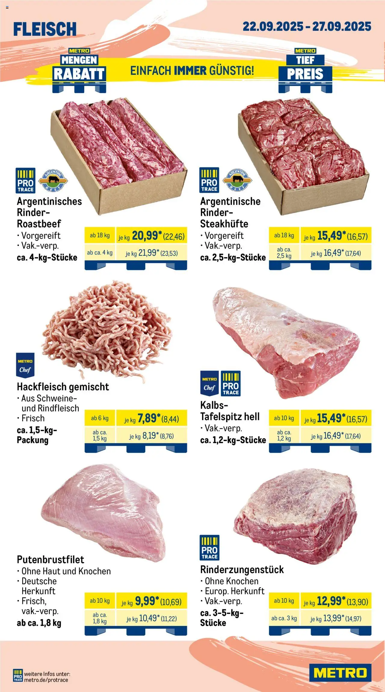 Metro Wochen-Angebote Gastro – gültig ab 22.09.2025 | Seite: 2 | Produkte: Tafelspitz, Roastbeef, Fleisch, Hackfleisch