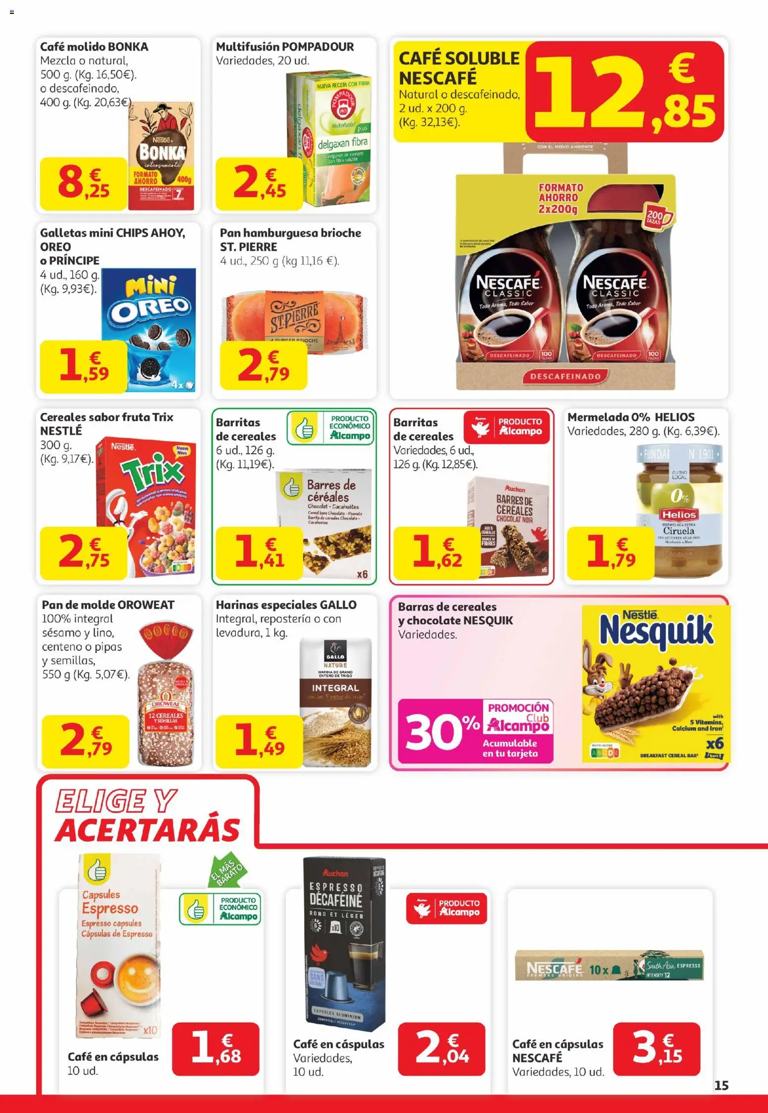 Alcampo - Canarias │ válido desde el 29.12.2025 | Página: 15 | Productos: Café, Pan de molde, Café en cápsulas, Σοκολατούχο γάλα