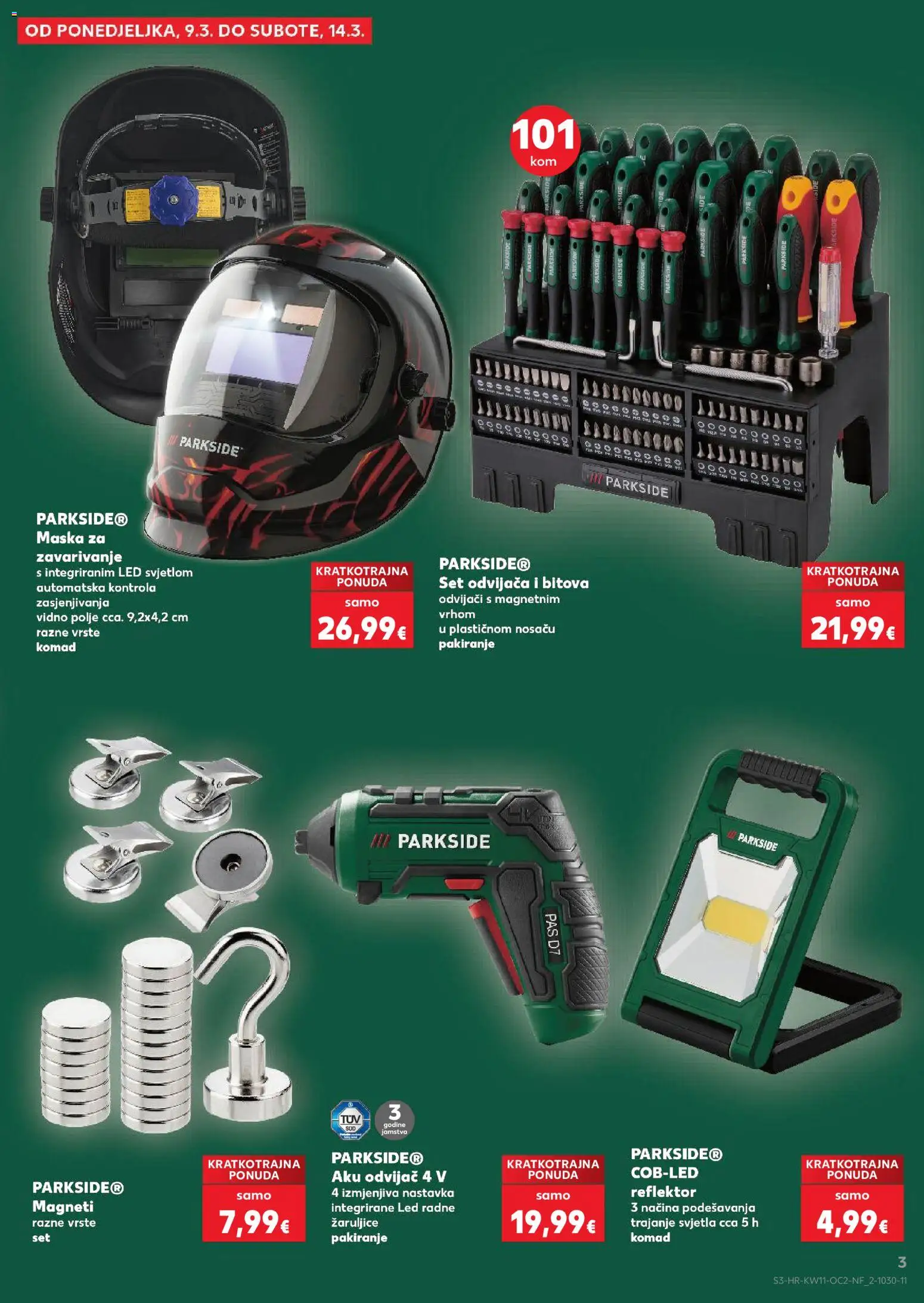 Kaufland katalog | vrijedi od 11.03.2026 | Stranica: 3 | Proizvodi: Maska, Aku odvijač, Reflektor, Odvijač