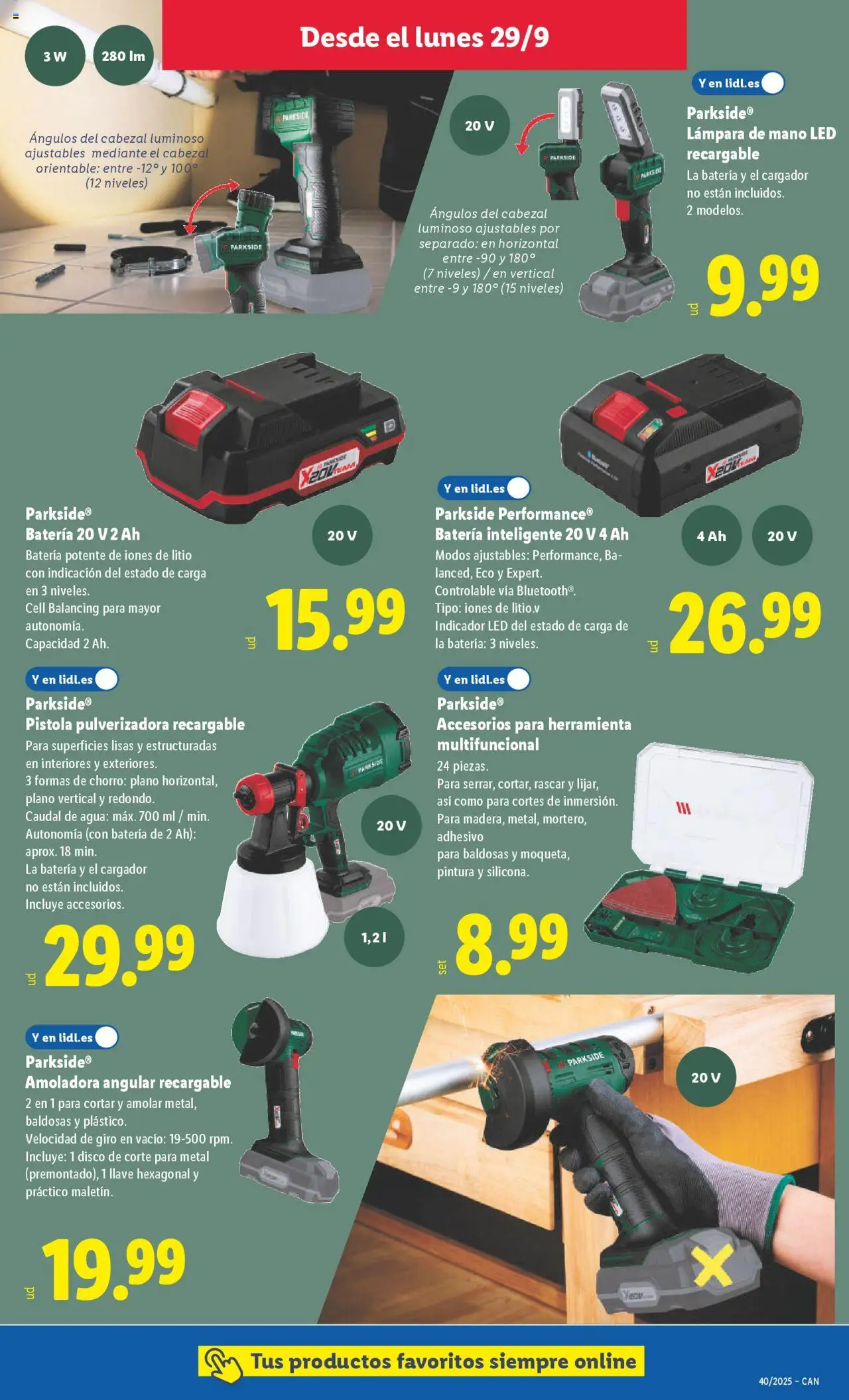 Lidl - Canarias │ válido desde el 29.09.2025 | Página: 9 | Productos: Disco, Batería, Lámpara