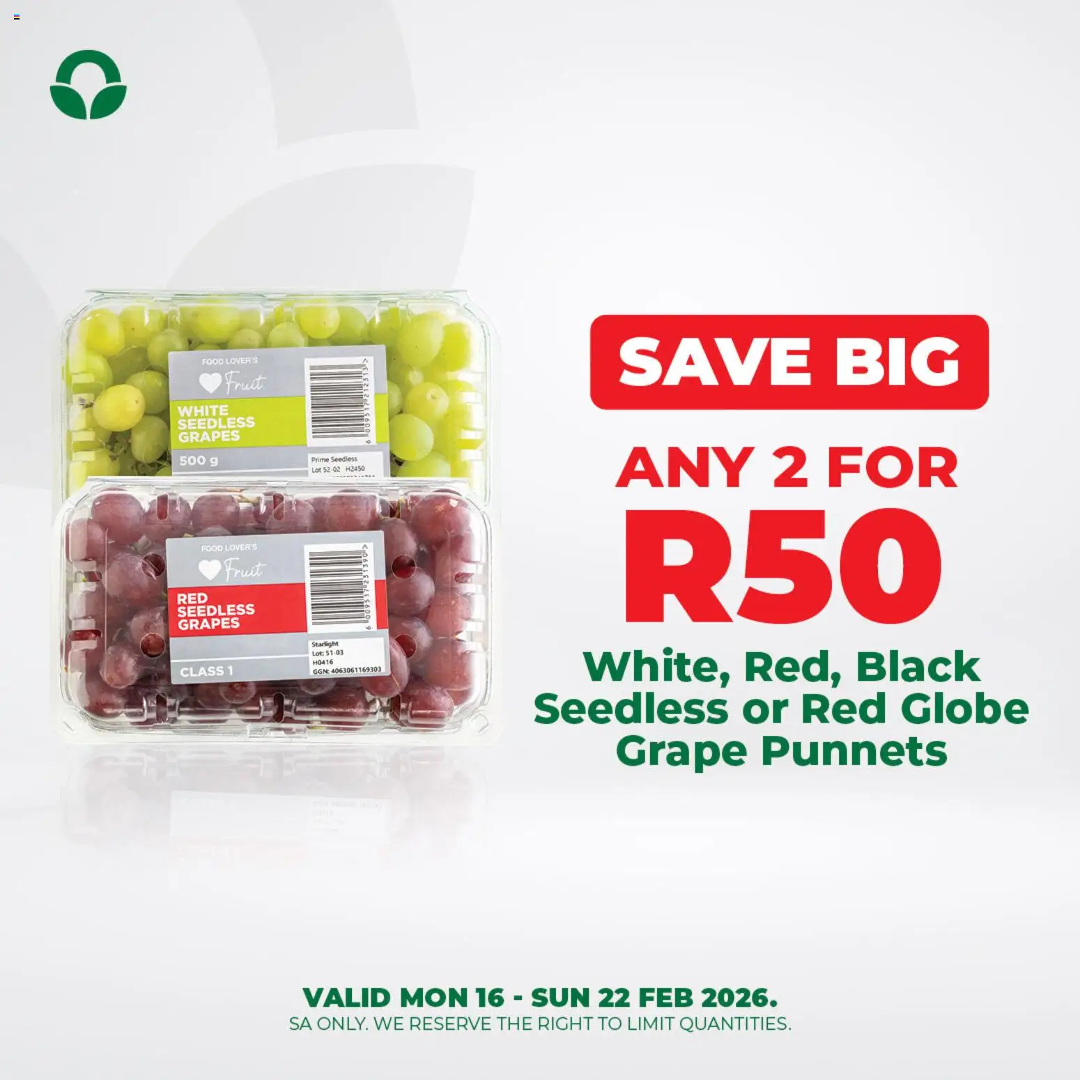 New Food Lover's Market catalogue – valid from 16.02.2026 | Page: 3 | Products: Globe, Fruit, Grapes