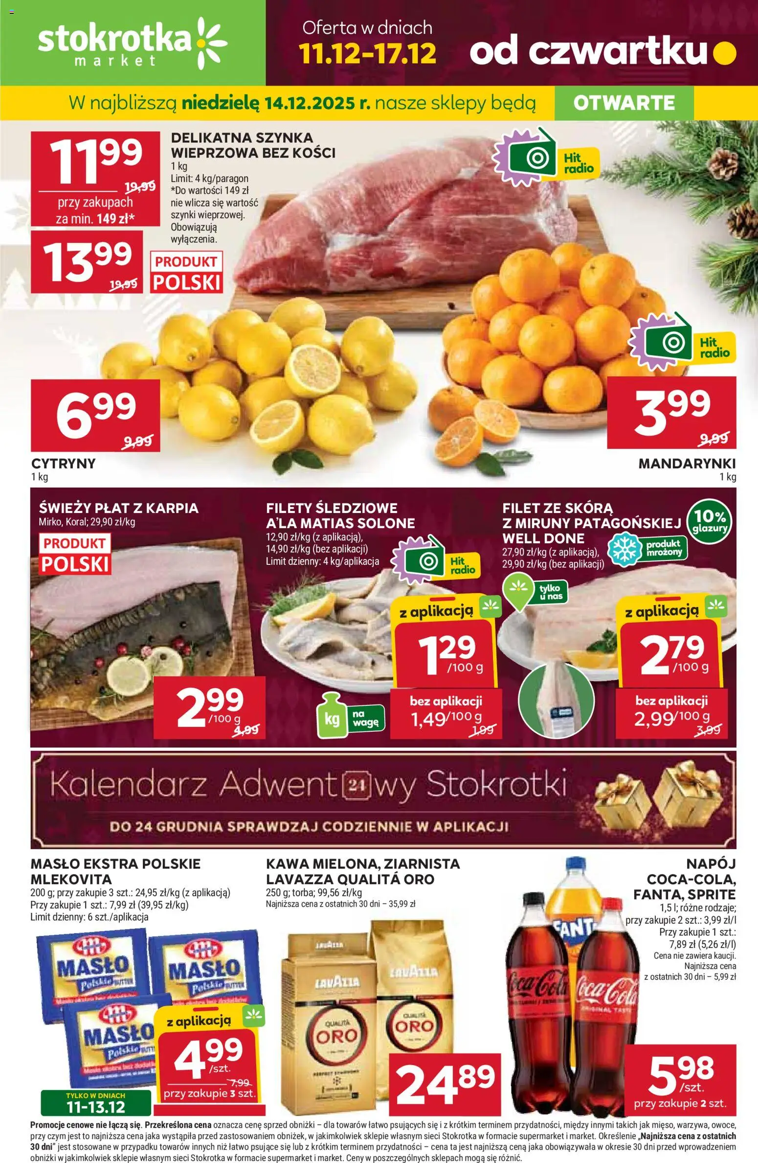 Stokrotka Gazetka - Market od 11.12.2025 | Strona: 1 | Produkty: Radio, Cytryny, Masło, Kawa