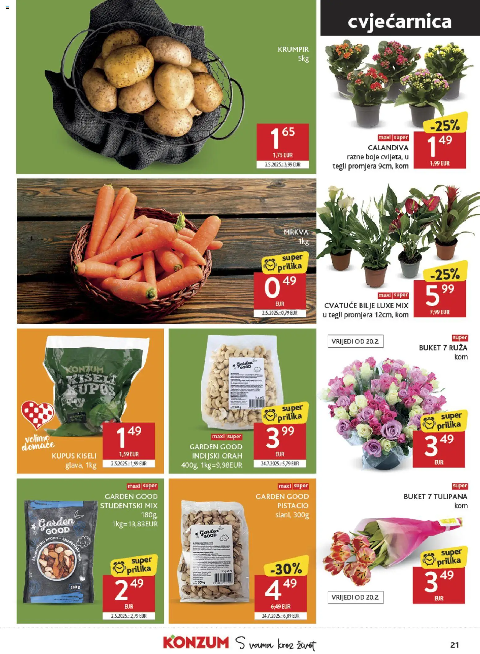 Konzum katalog | vrijedi od 18.02.2026 | Stranica: 21 | Proizvodi: Mrkva, Krumpir, Indijski orah, Orah