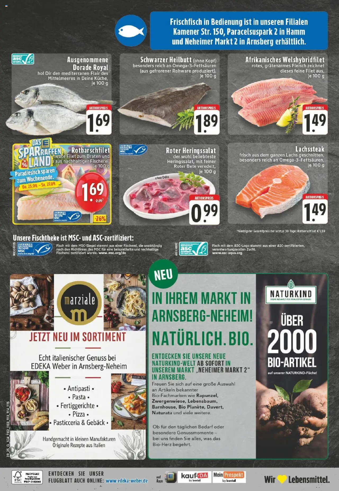 Edeka prospekt Hamm-Pelkum	 – gültig ab 21.09.2025 | Seite: 24 | Produkte: Fisch, Lachs, Pasta, Pizza
