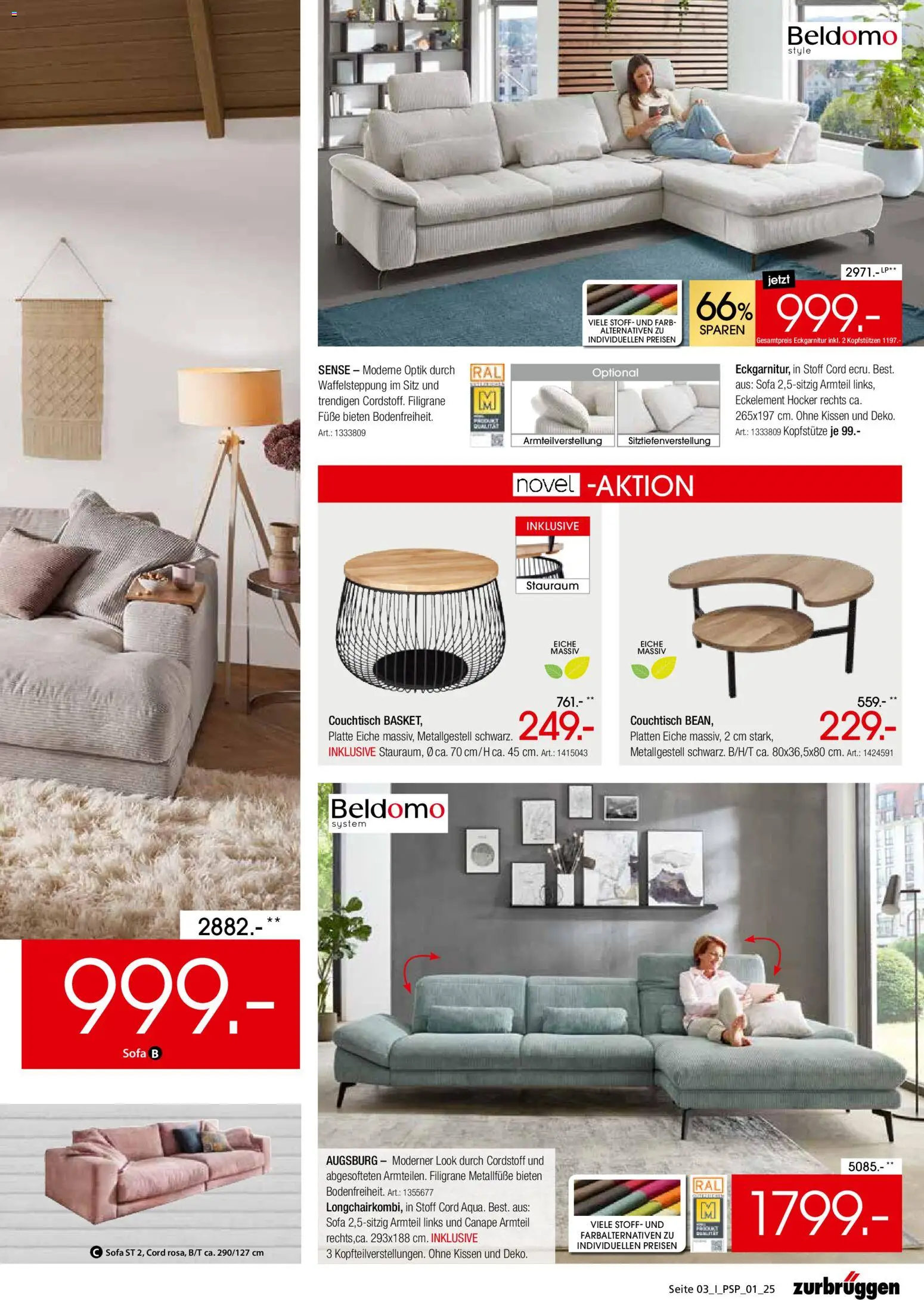 Zurbrüggen  Polstermöbel-Spezial – gültig ab 27.10.2025 | Seite: 3 | Produkte: Hocker, Kissen, Sofa, Couchtisch