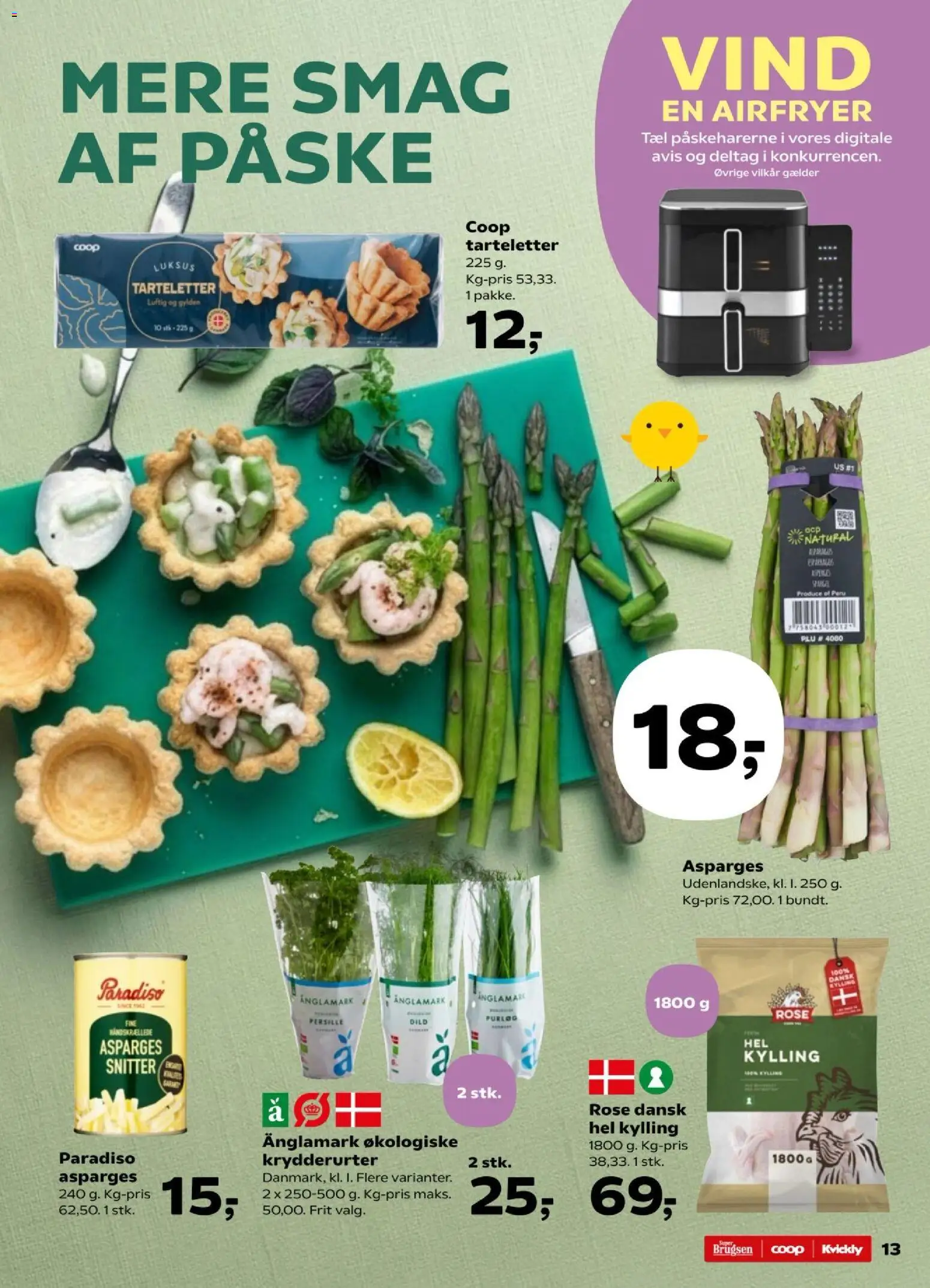 Kvickly tilbudsavis – gyldig fra 27.03.2026 | Side: 13 | Produkter: Purløg, Tarteletter, Asparges, Persille