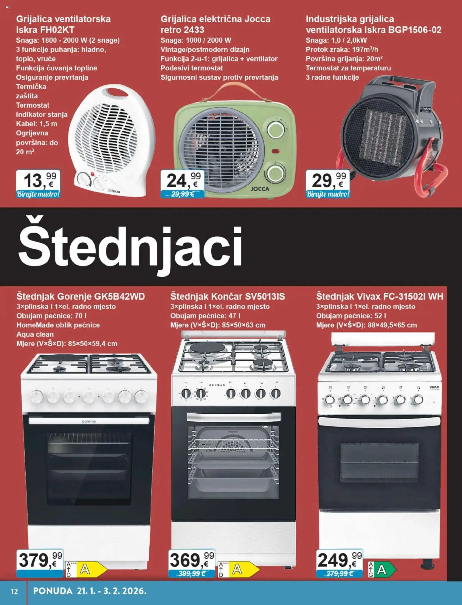 KTC katalog | vrijedi od 21.01.2026 | Stranica: 9 | Proizvodi: Ventilator, Termostat, Kabel, Štednjak
