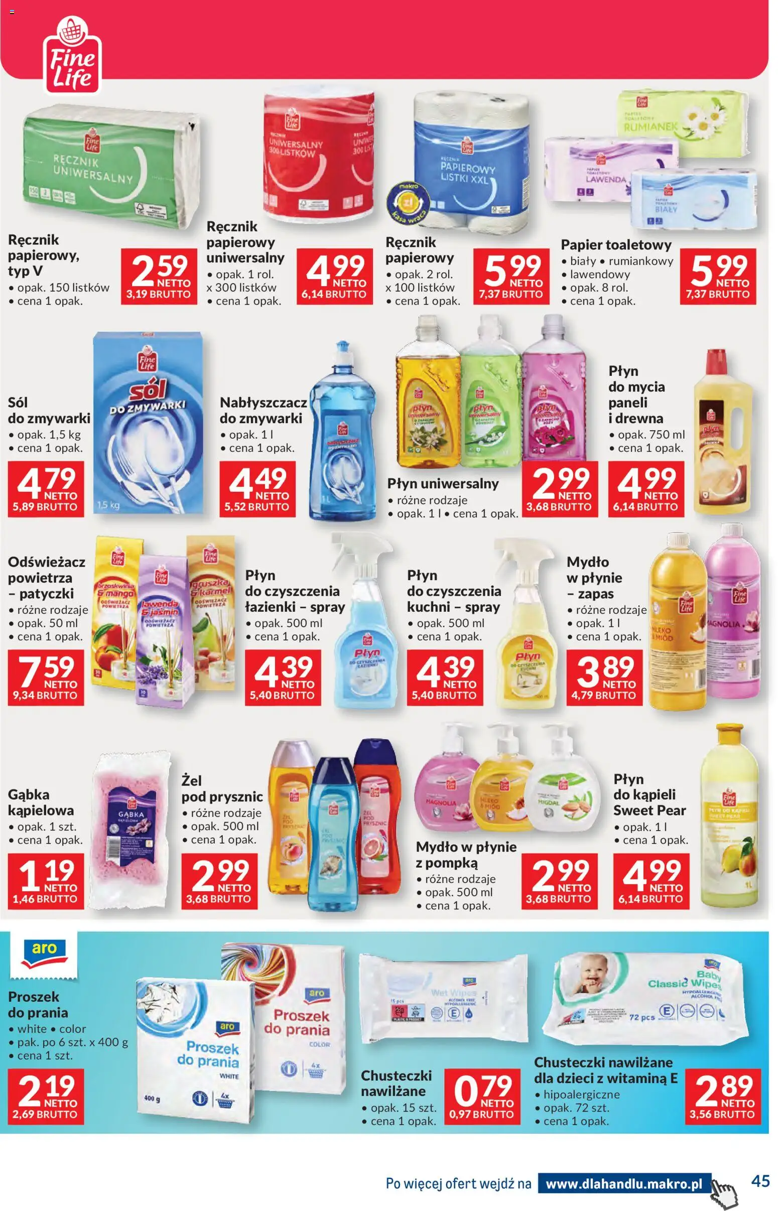 Makro gazetka - Dystrybucja do sklepów od 28.04.2026 | Strona: 45 | Produkty: Odświeżacz, Mydło w płynie, Prysznic, Gąbka