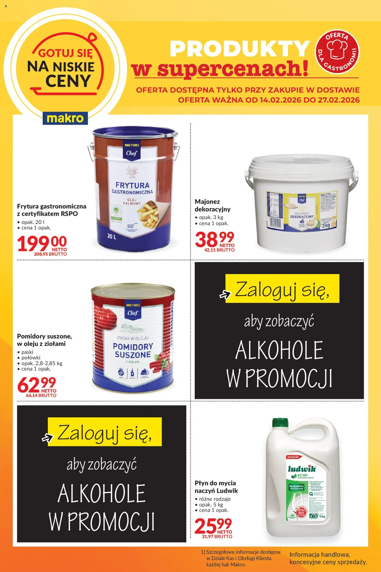 Makro Gazetka - Gotuj się na niskie ceny w dostawie od 14.02.2026 | Strona: 1 | Produkty: Frytura, Olej, Majonez, Płyn do mycia naczyń