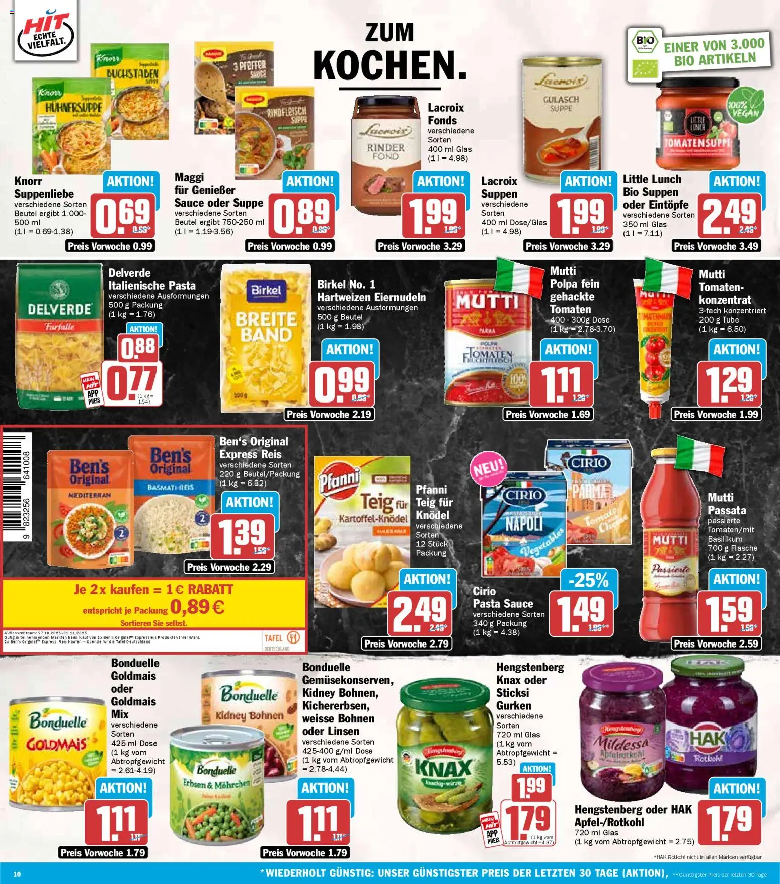 HIT - Bayern – gültig ab 27.10.2025 | Seite: 10 | Produkte: Maggi, Gulasch, Gurken, Erbsen