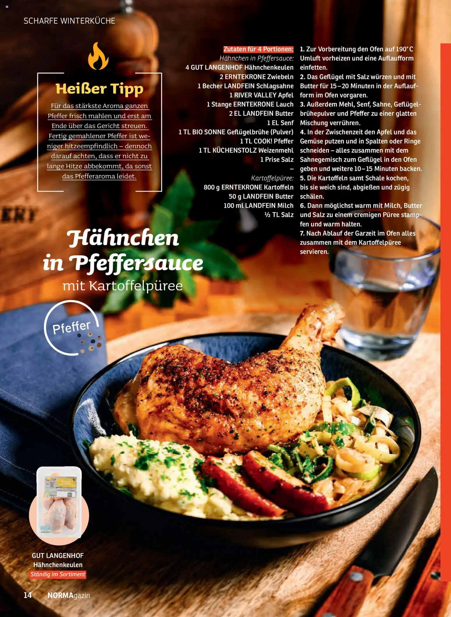 Norma NORMAgazin Januar/Februar 2026 – gültig ab 01.01.2026 | Seite: 14 | Produkte: Ofen, Milch, Salz, Pfeffer