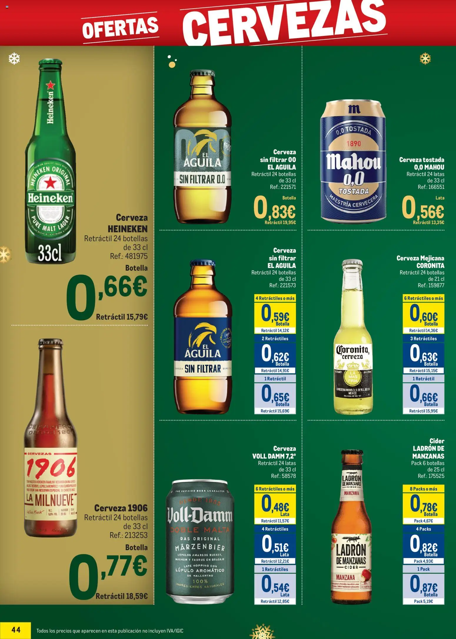Makro - Precios Navidad Levante │ válido desde el 24.11.2025 | Página: 44 | Productos: Cerveza, Manzanas, Manzana, Σπανάκι