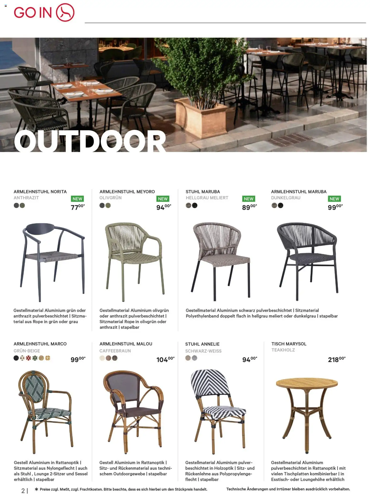 Selgros Restaurantmöbel – gültig ab 01.03.2026 | Seite: 2 | Produkte: Esstisch, Sessel, Tisch, Stuhl