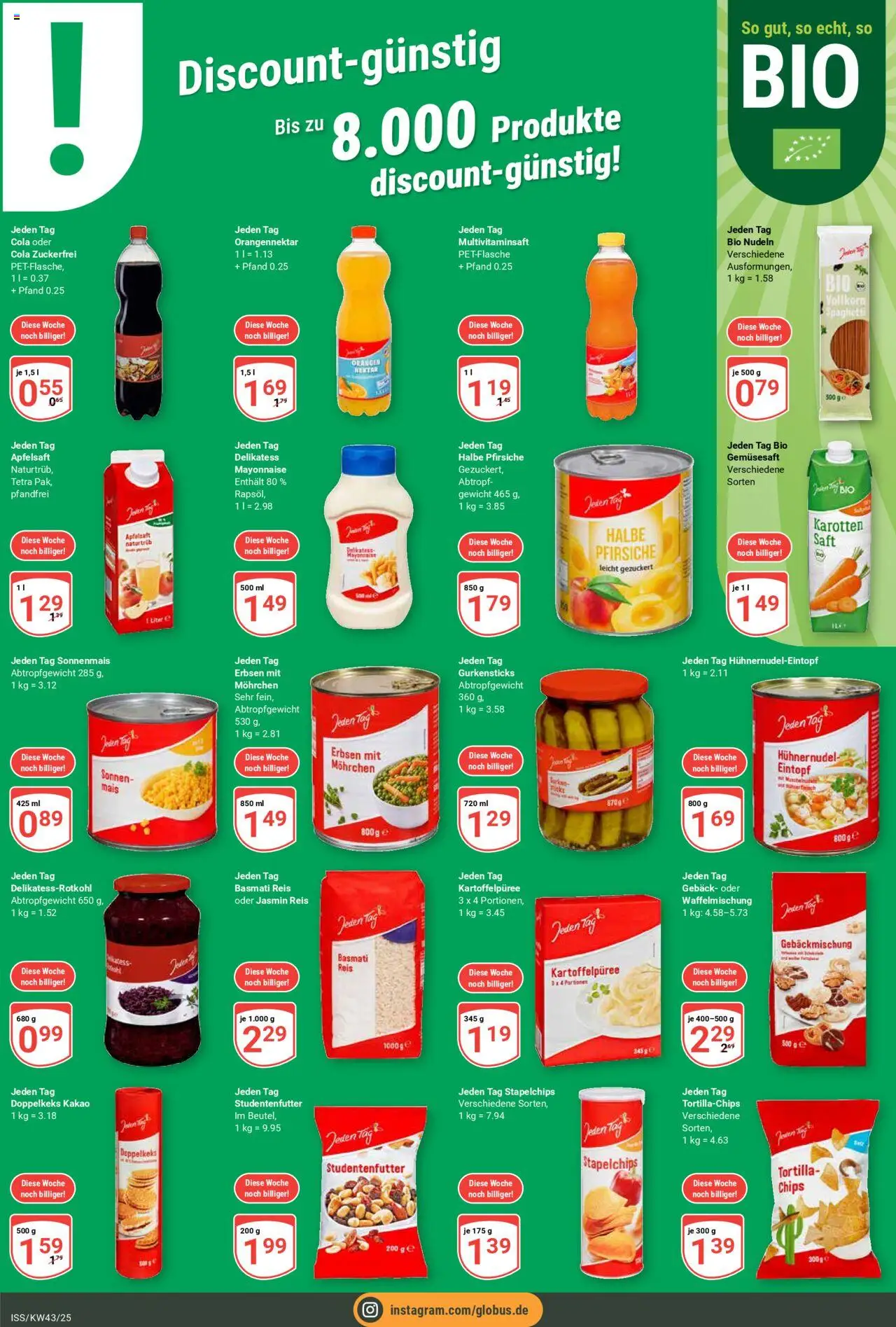 Globus Prospekt 	 – gültig ab 20.10.2025 | Seite: 22 | Produkte: Orangen, Mayonnaise, Saft, Reis