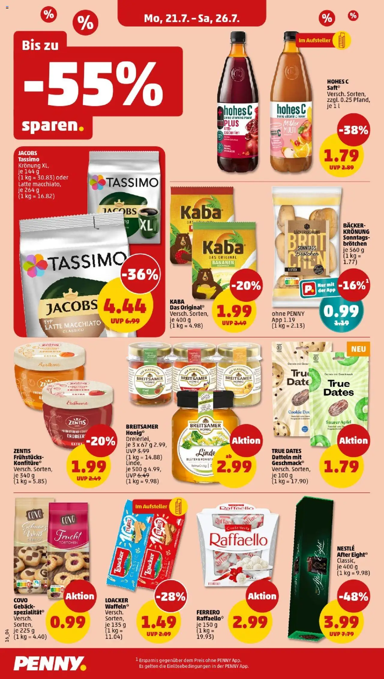 Penny - Bayern  - gültig ab dem 21.07.2025 | Seite: 16 | Produkte: Bananen, Waffeln, Hohes c, Saft
