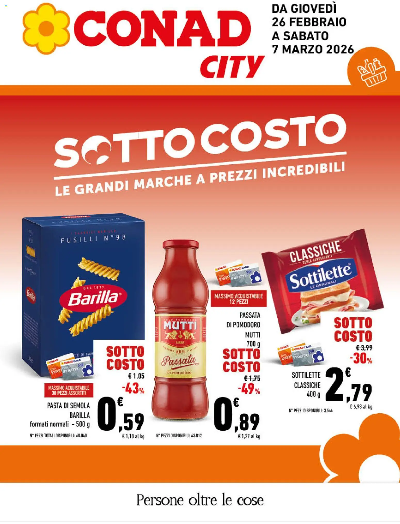 Volantino Conad del 26.02.2026 | Pagina: 1 | Prodotti: Tè, Pomodoro, Passata di pomodoro, Mutti