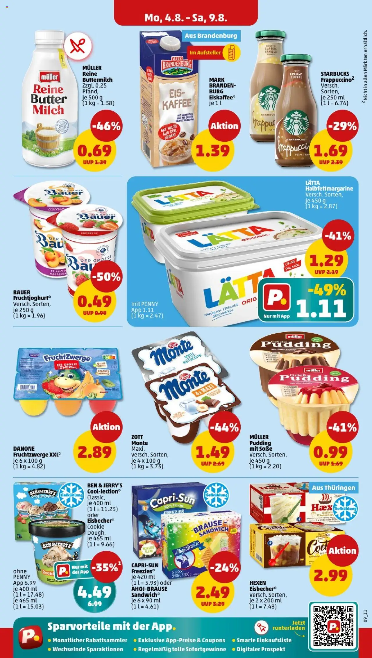 Penny - Mecklenburg-Vorpommern - gültig ab dem 04.08.2025 | Seite: 9 | Produkte: Milch, Starbucks, Lätta, Eis