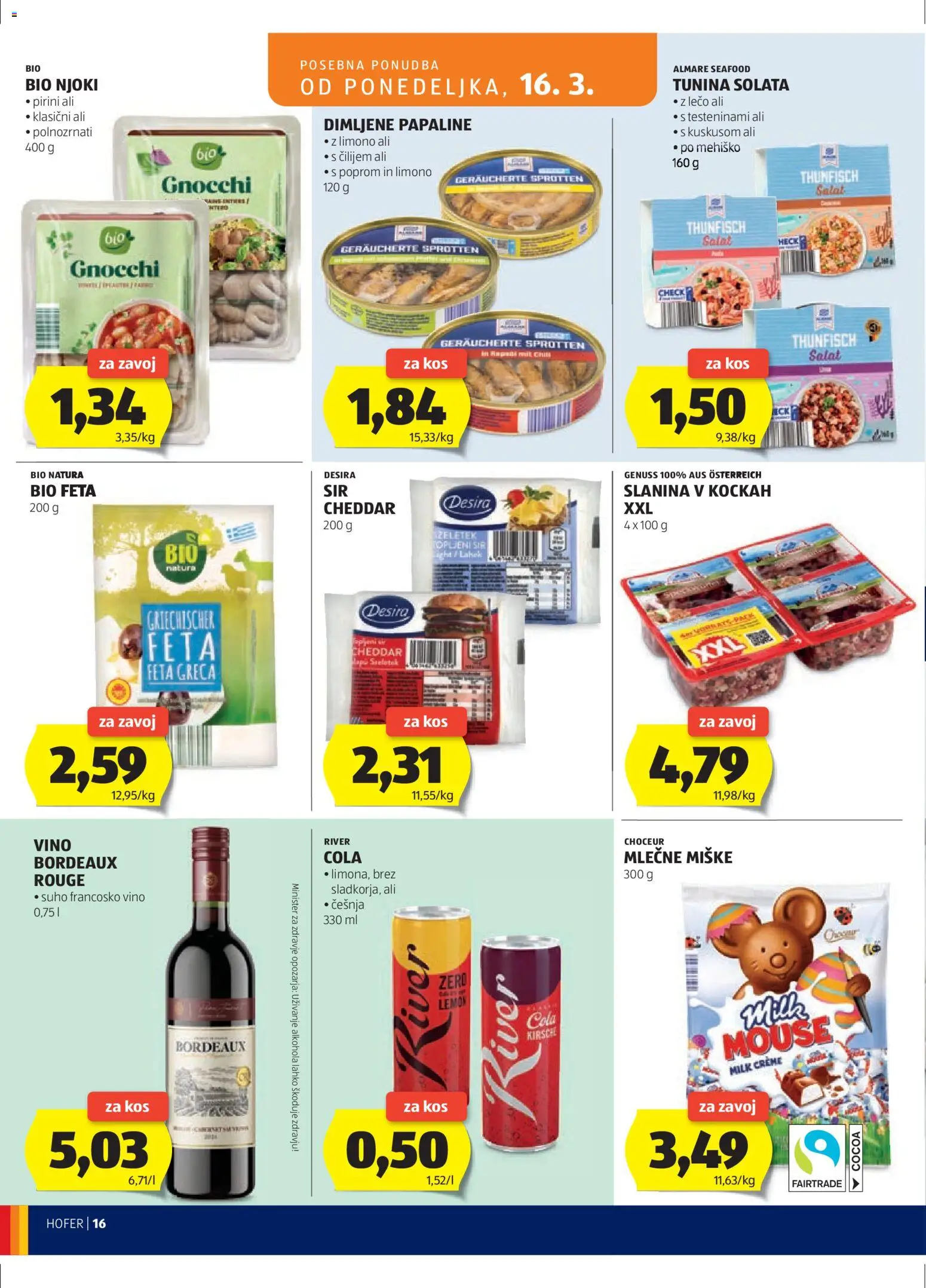 Hofer SI katalog | vrijedi od 11.03.2026 | Stranica: 16 | Proizvodi: Feta, Sir, Njoki, Slanina