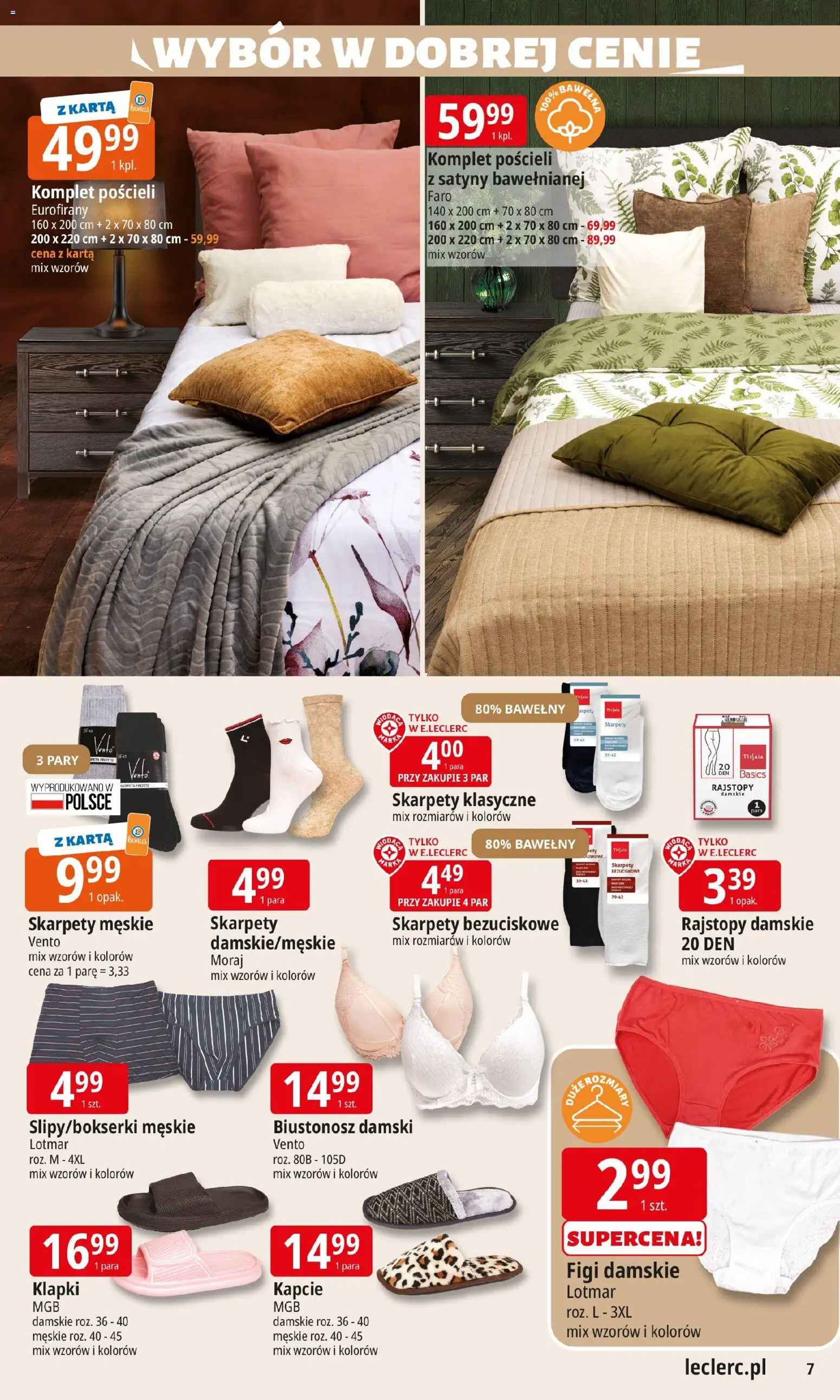 E.Leclerc Gazetka - Zamość od 27.01.2026 | Strona: 7 | Produkty: Kapcie, Klapki, Rajstopy, Skarpety męskie