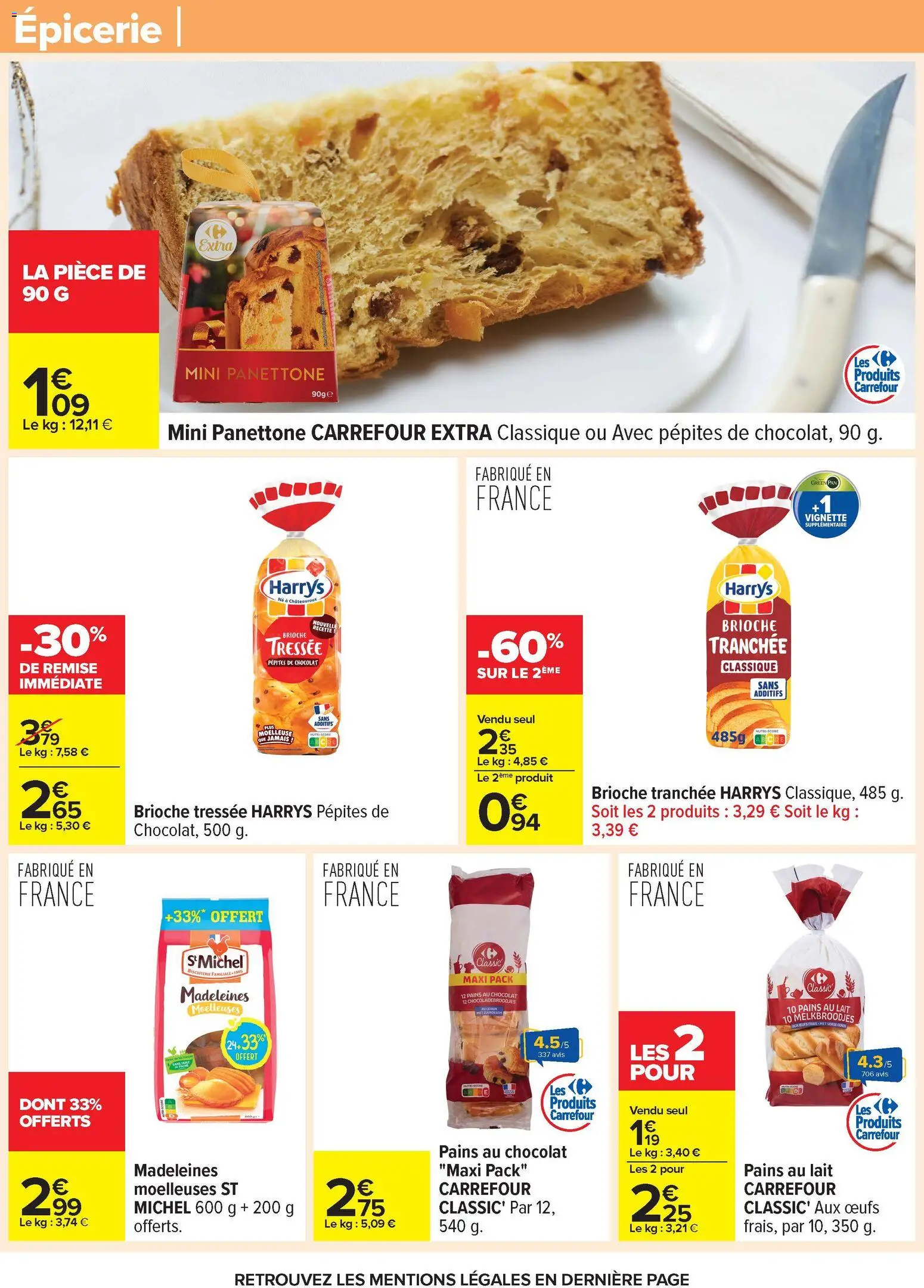 {H1} | Page: 50 | Produits: Pains au lait, Mini panettone, Lait, Chocolat