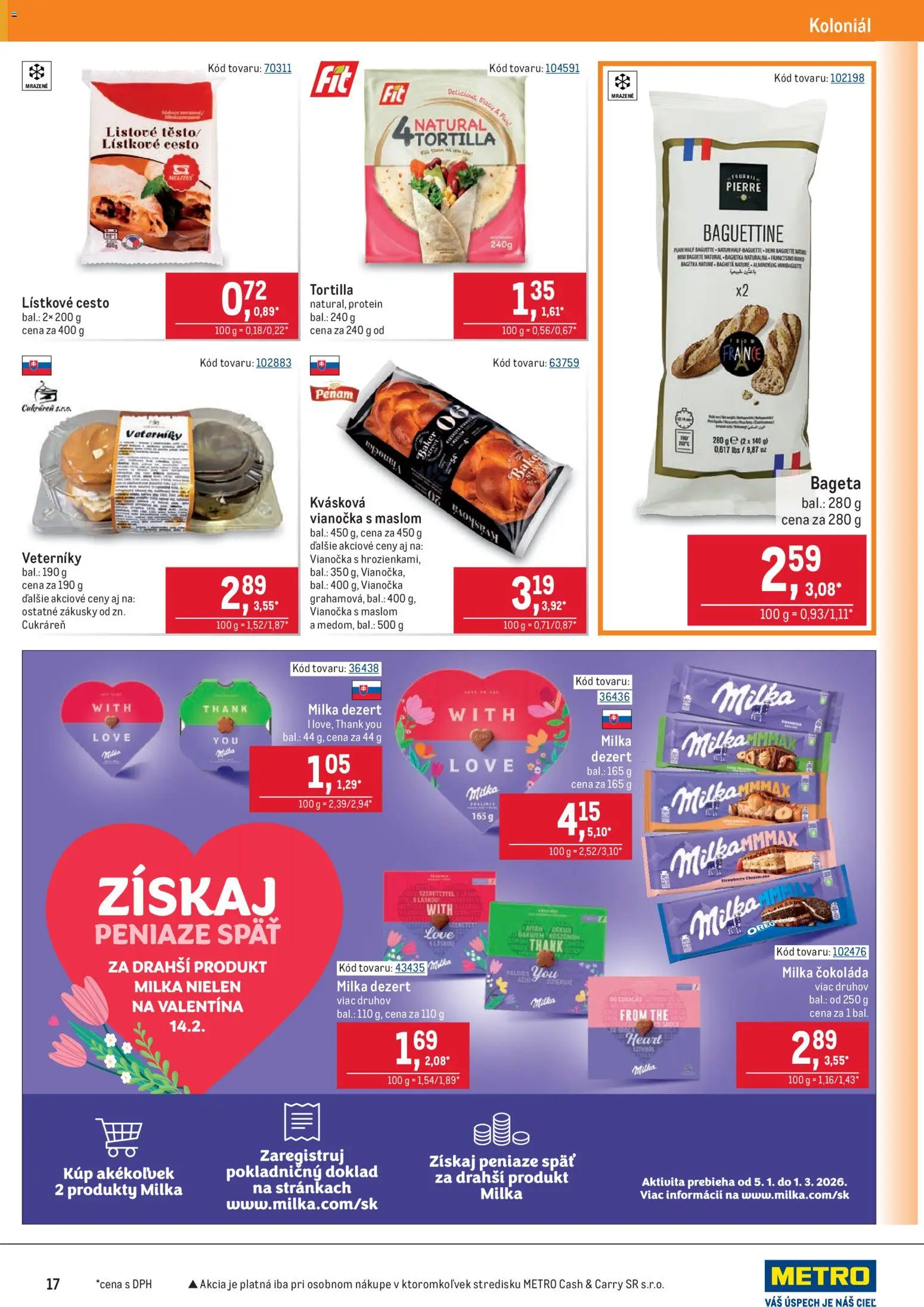 Nové Metro akcie – leták je platný od 11.02.2026 | Strana: 17 | Produkty: Vianočka, Protein, Čokoláda, Lístkové cesto