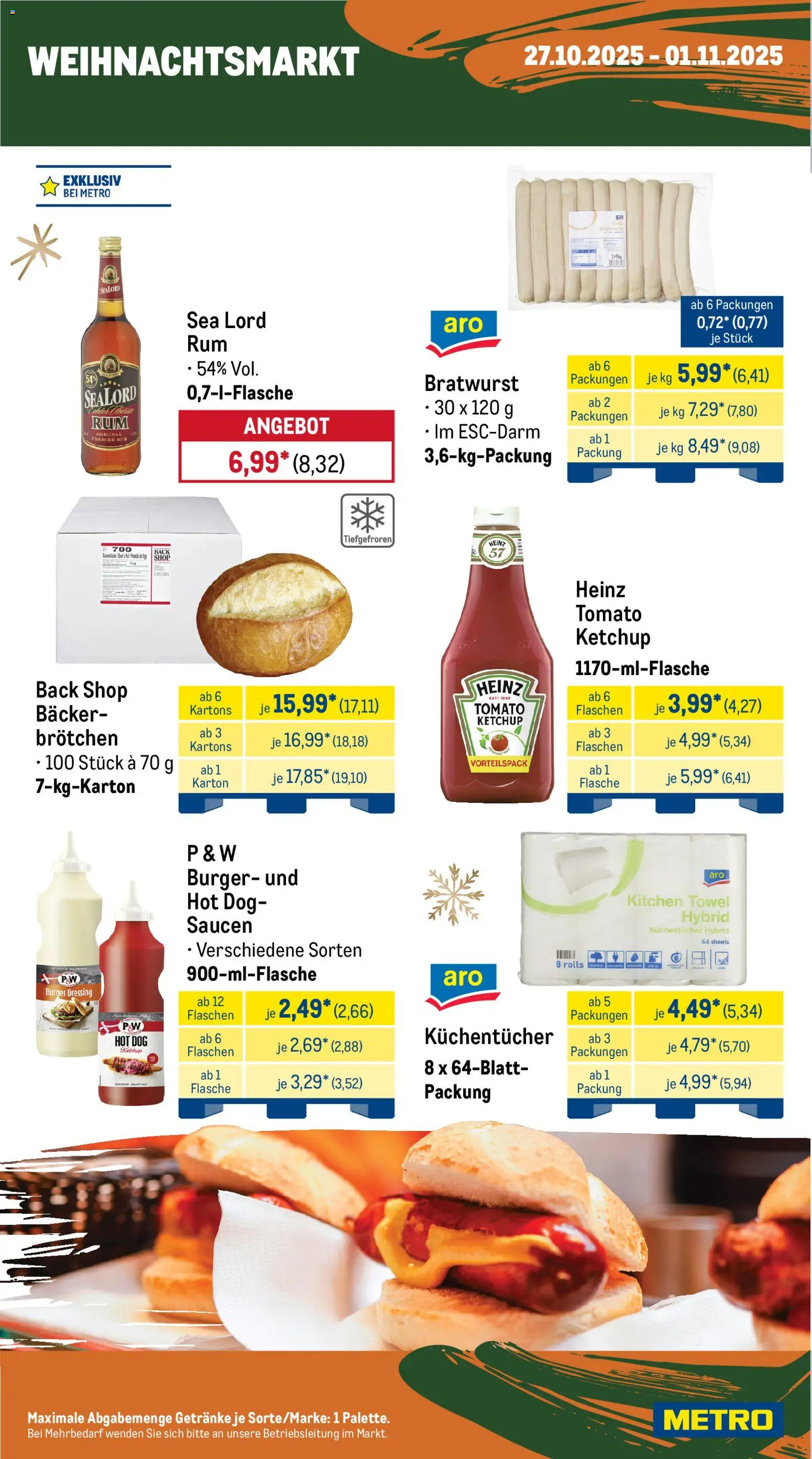 Metro Prospekt 	 – gültig ab 27.10.2025 | Seite: 12 | Produkte: Bratwurst, Dressing, Burger, Ketchup