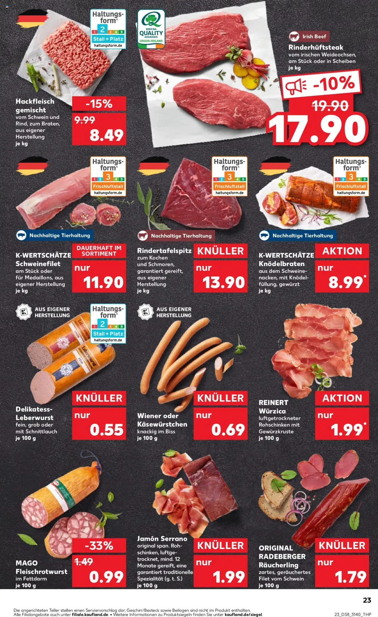 Kaufland prospekt Leipzig	 – gültig ab 18.09.2025 | Seite: 23 | Produkte: Schweinefilet, Steak, Hackfleisch